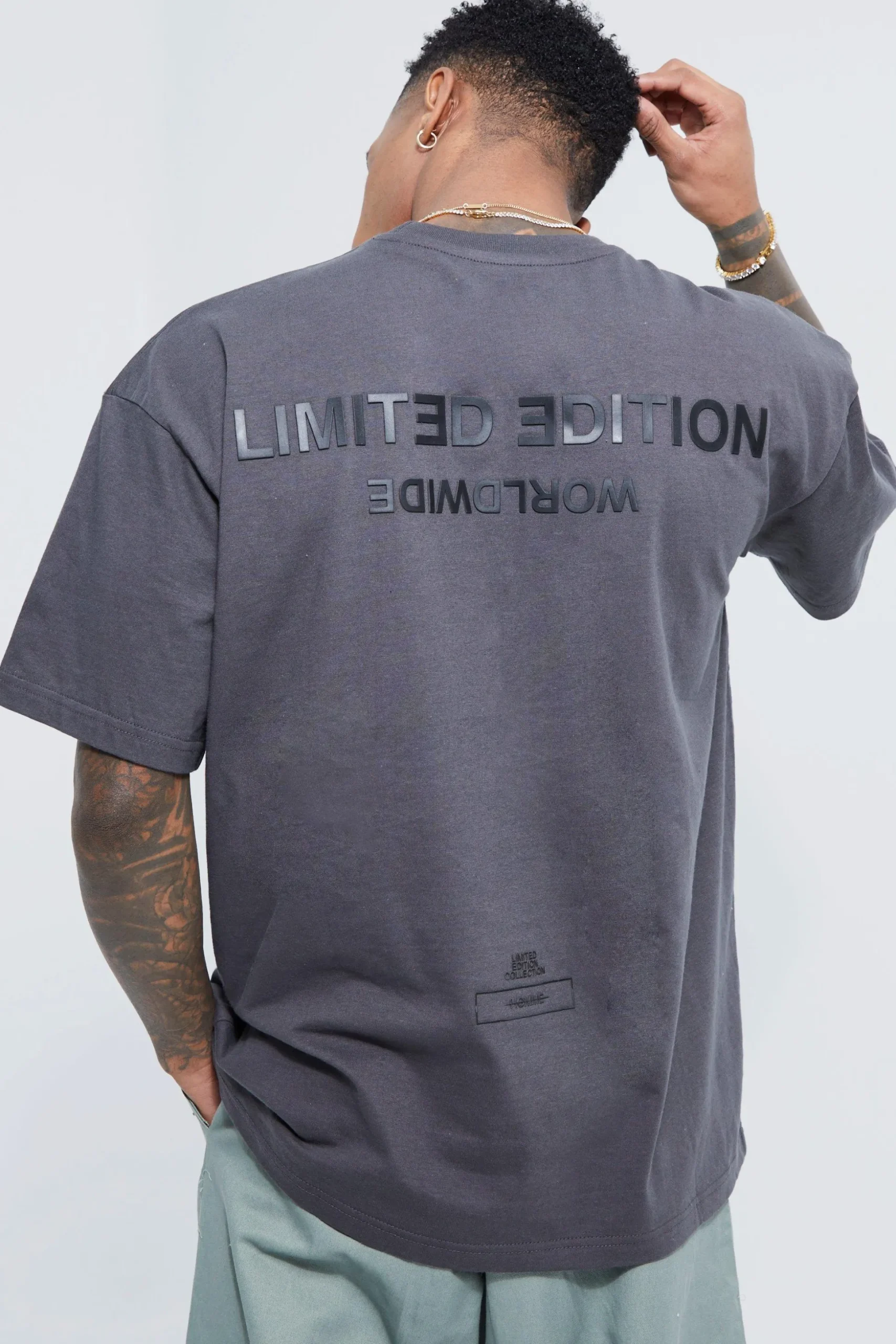 Oversized Raised Limited Text T-shirt | BoohooMAN UK