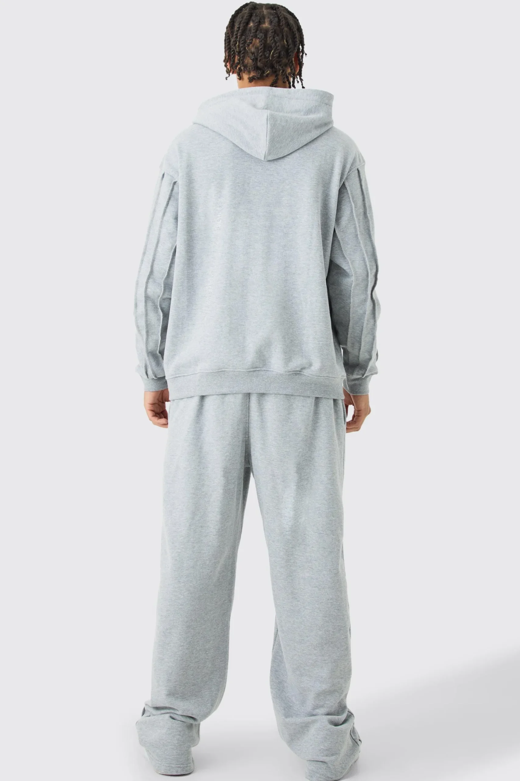 Oversized Raw Seam Man Sig Embroidered Hooded Tracksuit | BoohooMAN UK