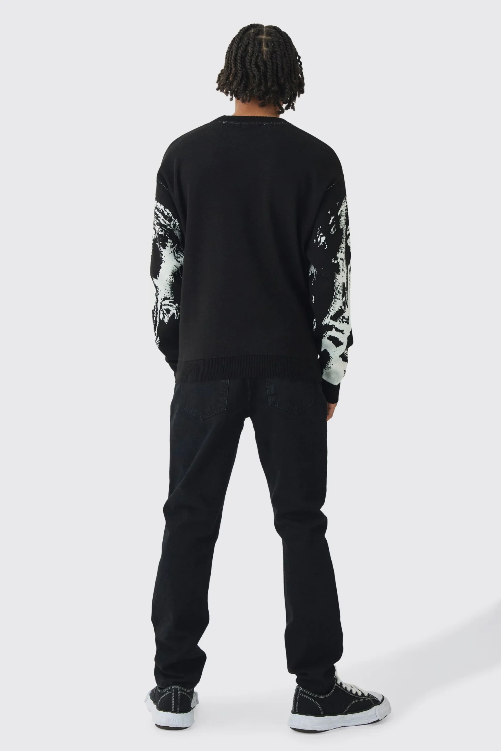 Oversized Renaissance Face Knit Jumper | BoohooMAN UK