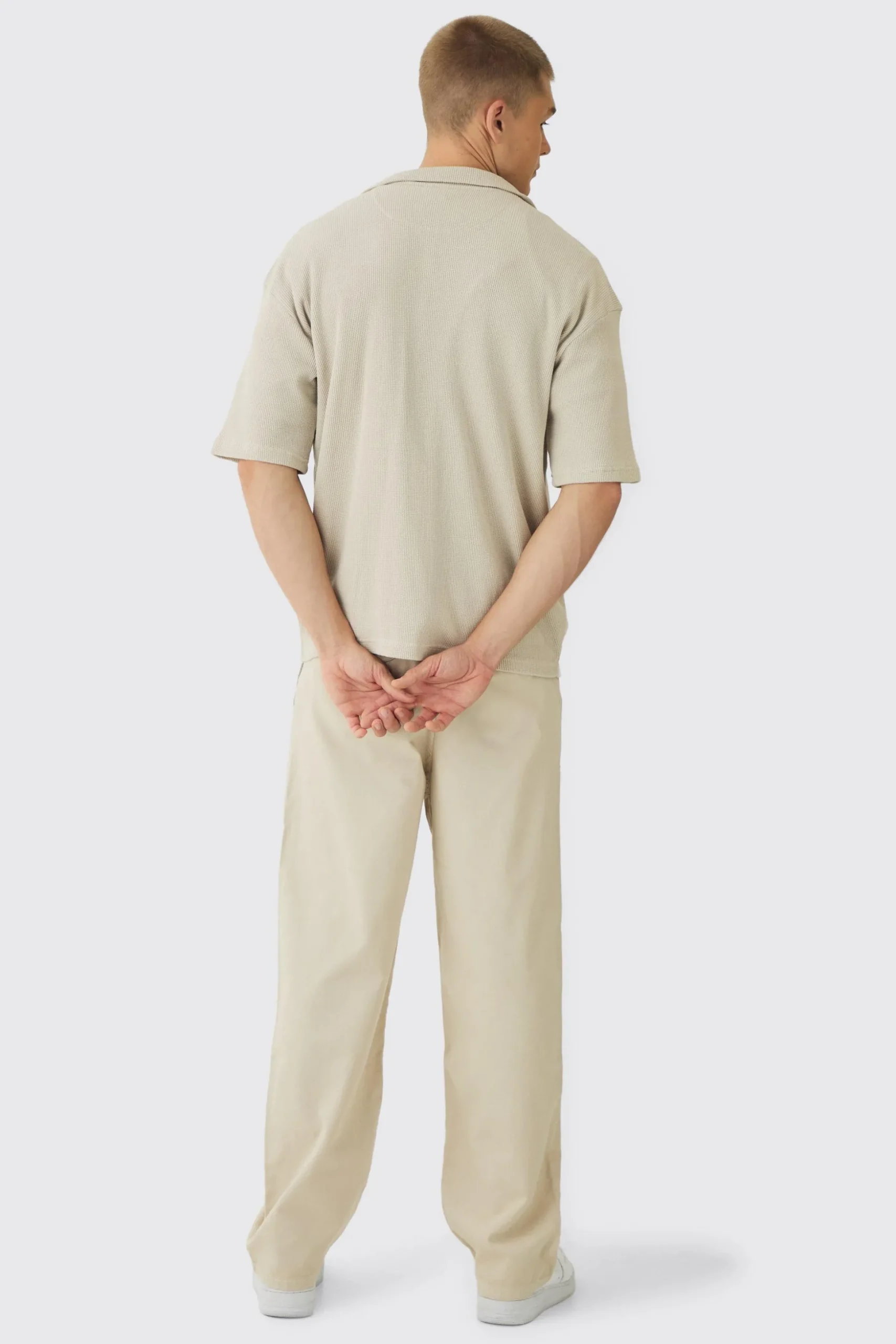 Oversized Revere Waffle Shirt | BoohooMAN UK