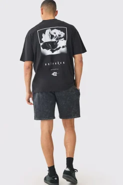 Oversized Rose Print T-shirt | BoohooMAN UK