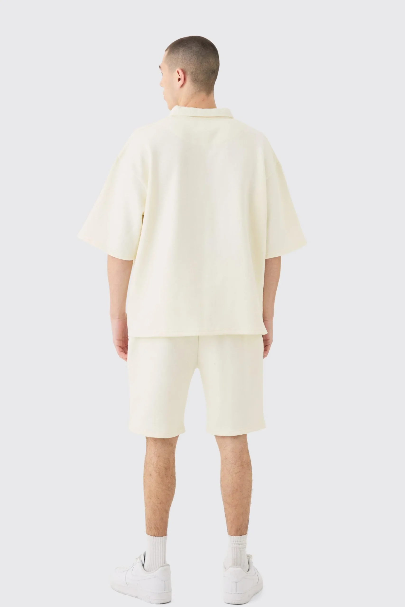 Oversized Rugby Revere Half Sleeve Sweat & Shorts Set | BoohooMAN UK