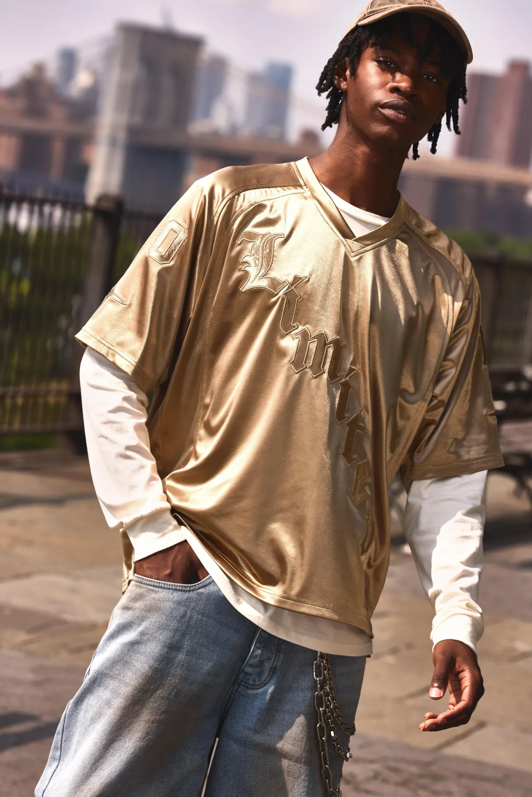 Oversized Satin Applique Varsity Top | BoohooMAN UK