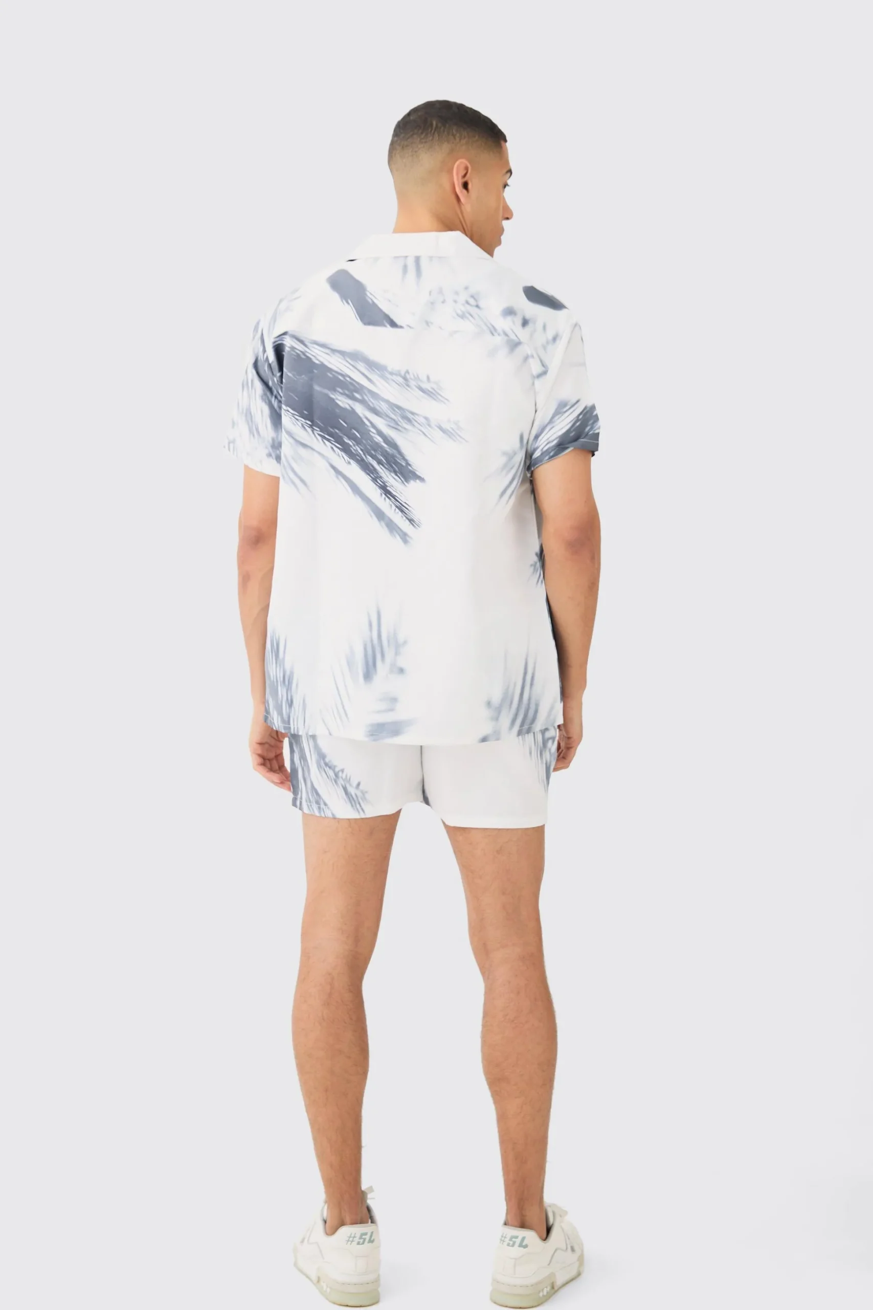 Oversized Satin Branch Print Shirt And Short | BoohooMAN UK