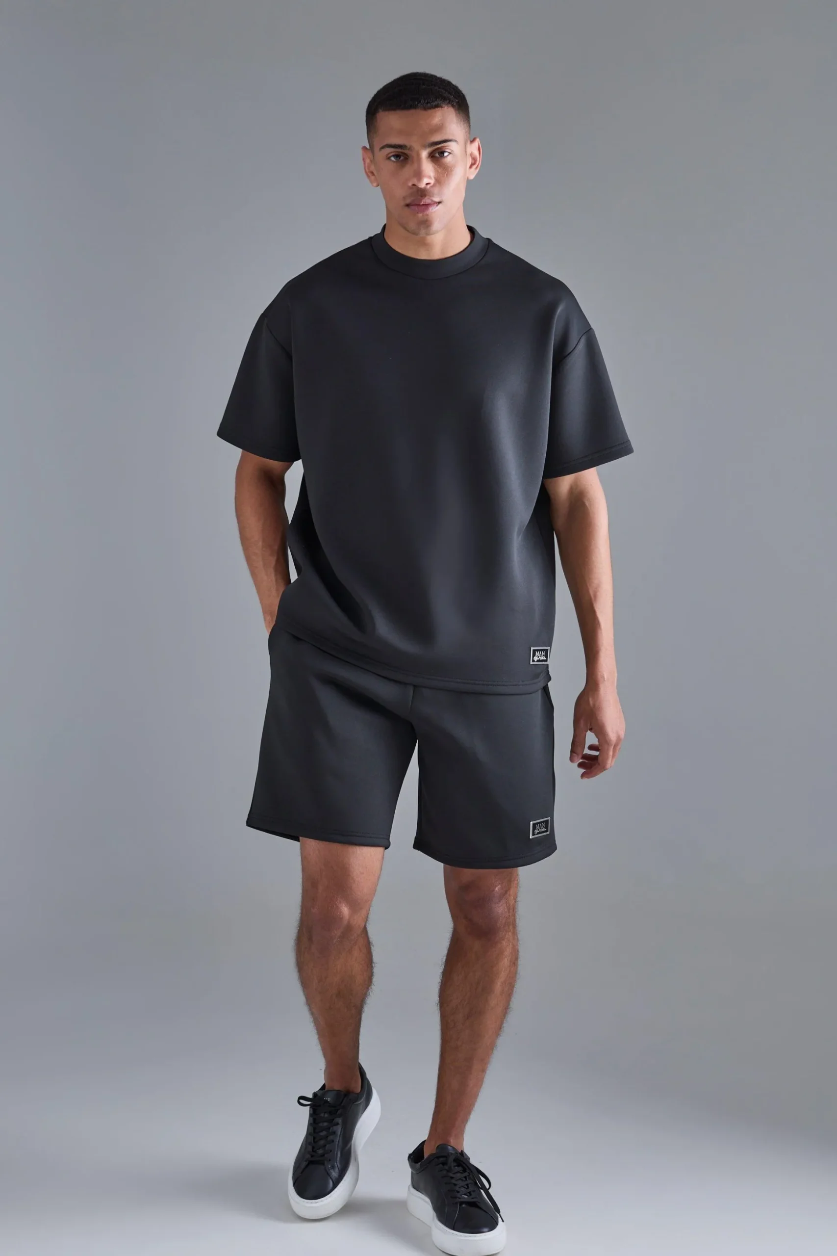 Oversized Scuba T-shirt & Relaxed Short Set | BoohooMAN UK