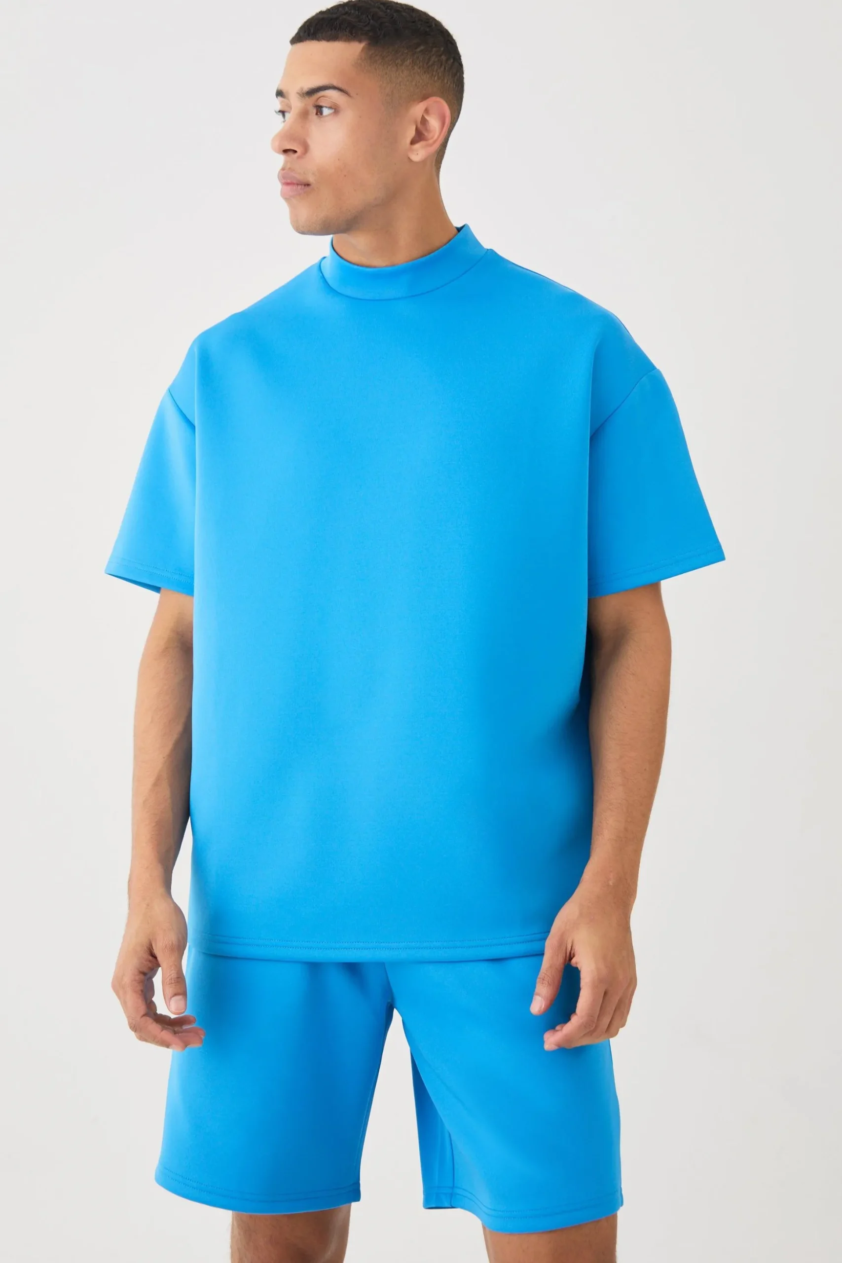 Oversized Scuba T-shirt & Relaxed Short Set | BoohooMAN UK