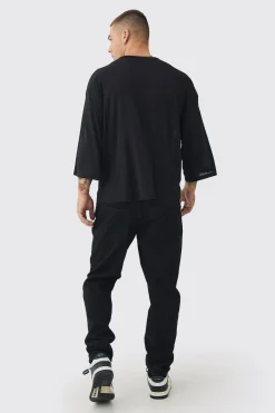 Oversized Semi Sheer Pocket Half Sleeve T-shirt | BoohooMAN UK