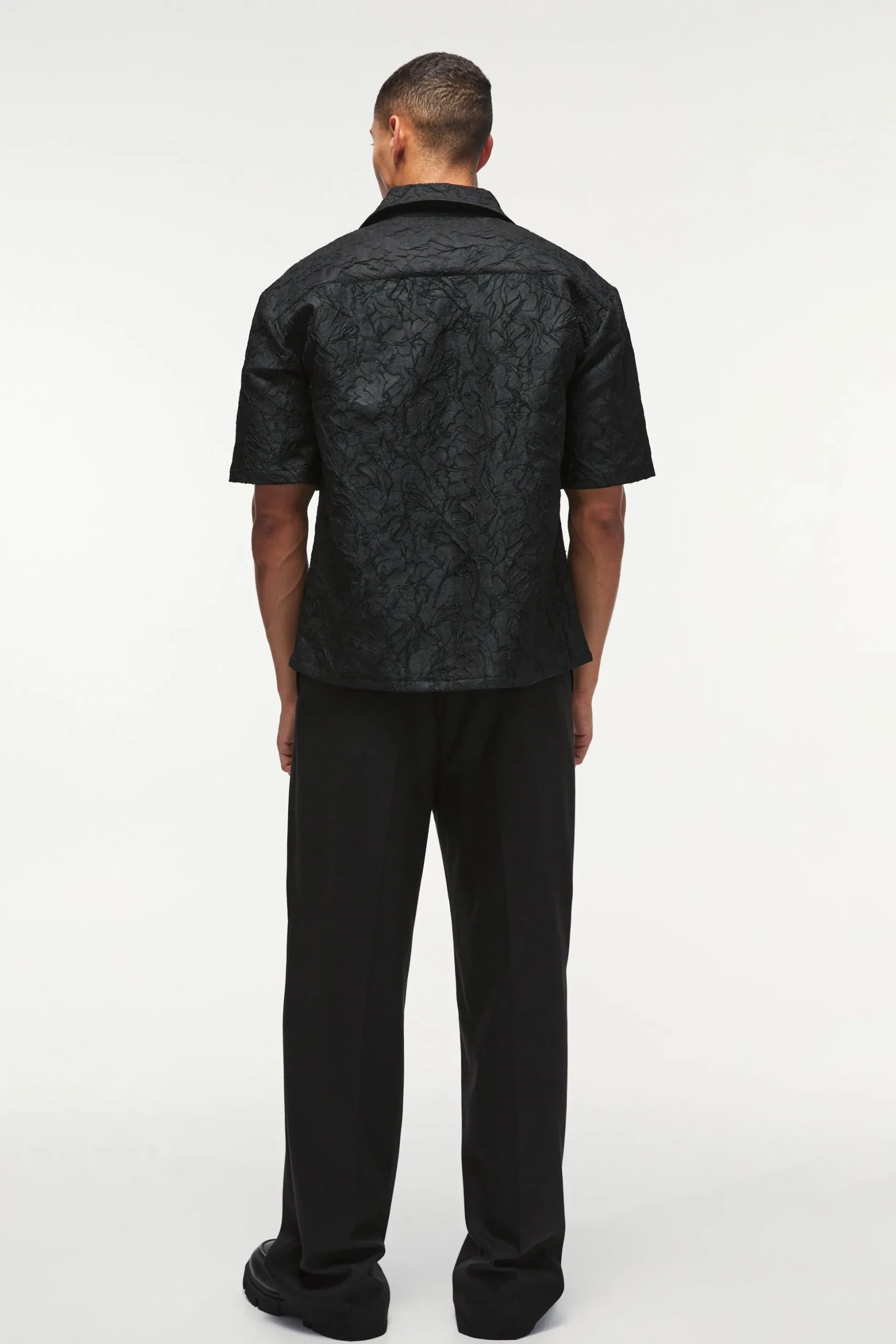 Oversized Short Sleeve Floral Jacquard Shirt | BoohooMAN UK