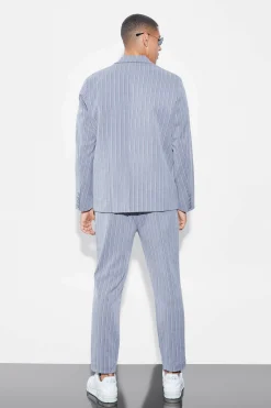 Oversized Single Breasted Stripe Suit Jacket | BoohooMAN UK