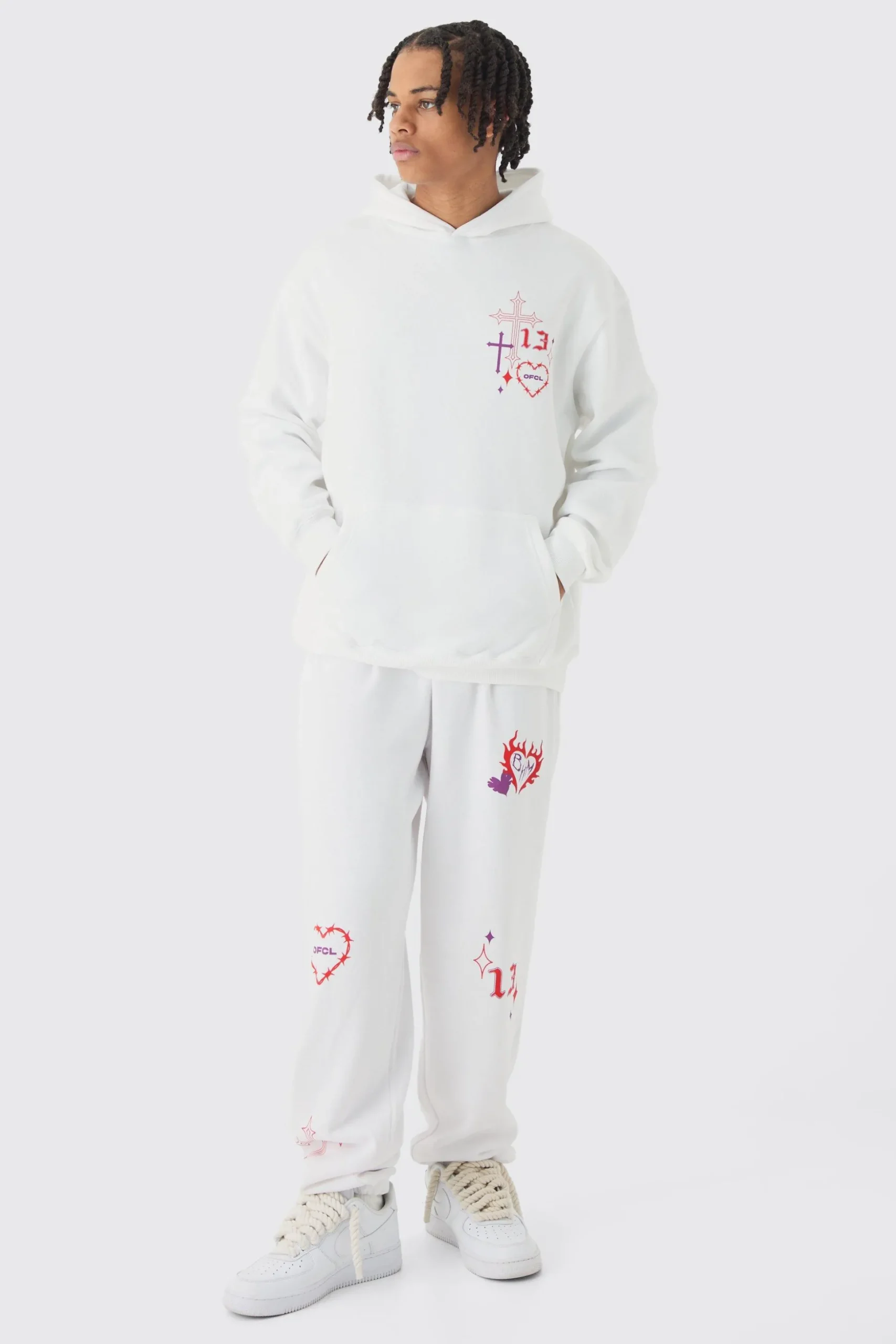 Oversized Skeleton BHM Graphic Tracksuit | BoohooMAN UK