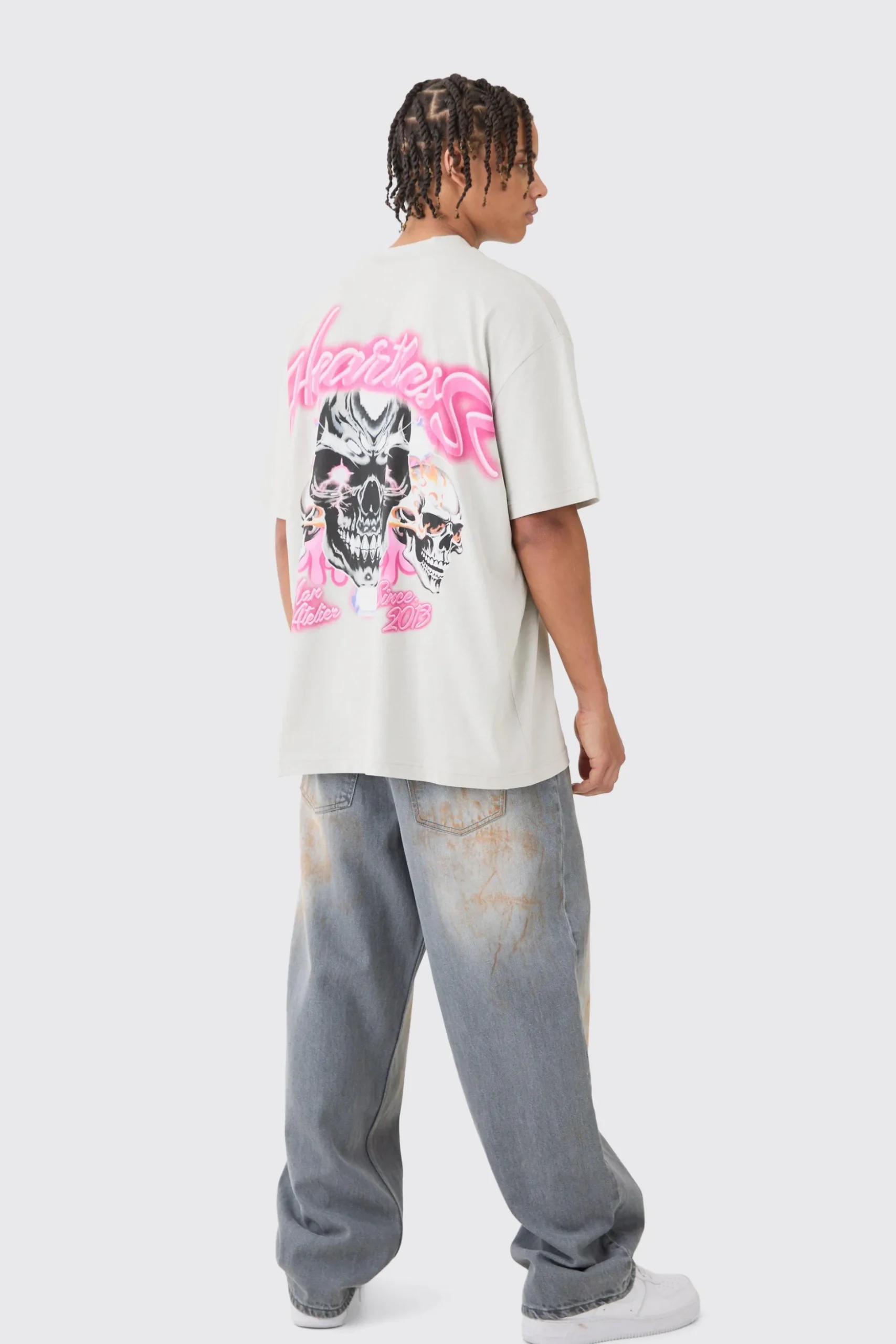 Oversized Skull Heartless Graphic Heavyweight T-shirt | BoohooMAN UK