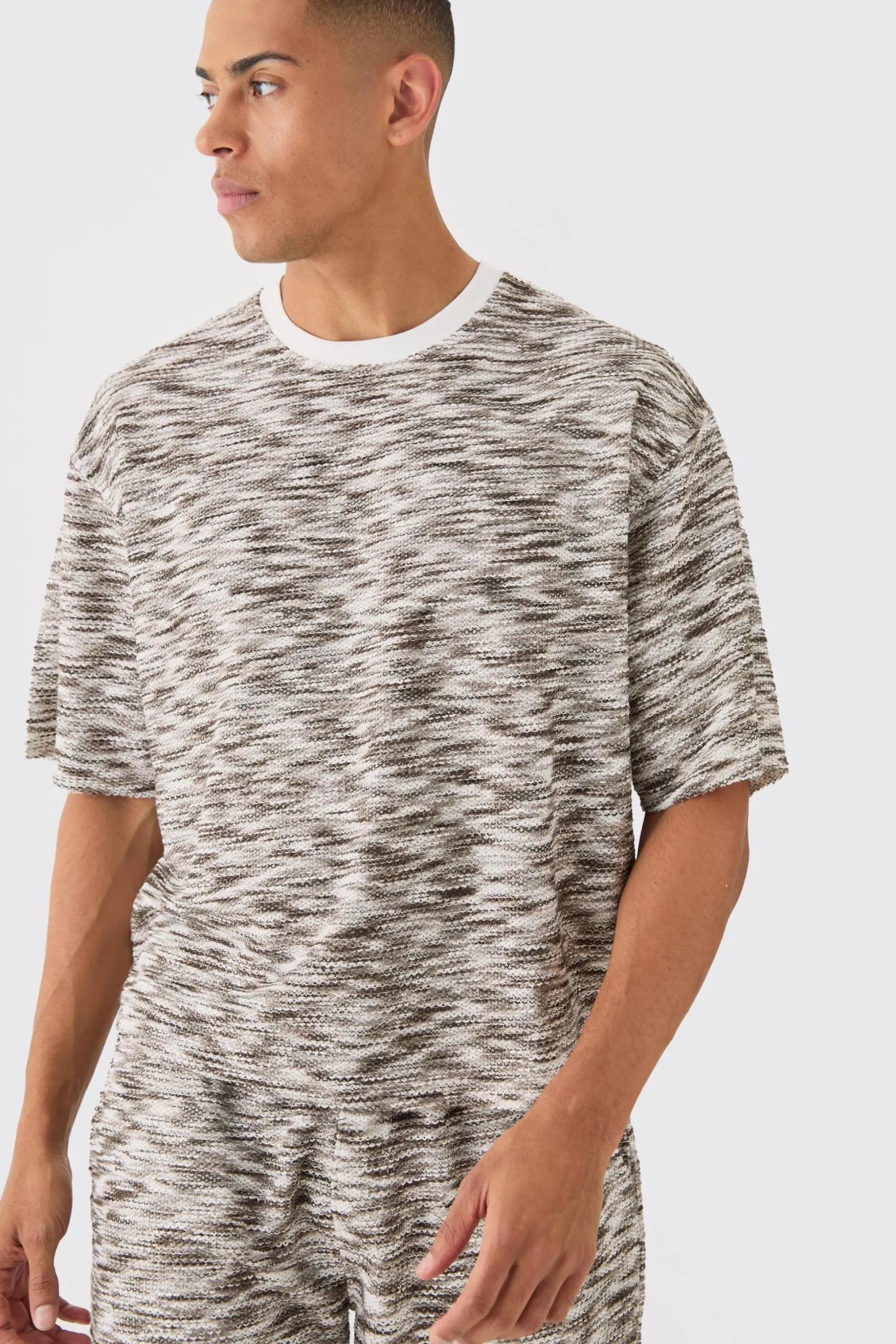 Oversized Slub Boucle Short Sleeve Sweatshirt | BoohooMAN UK
