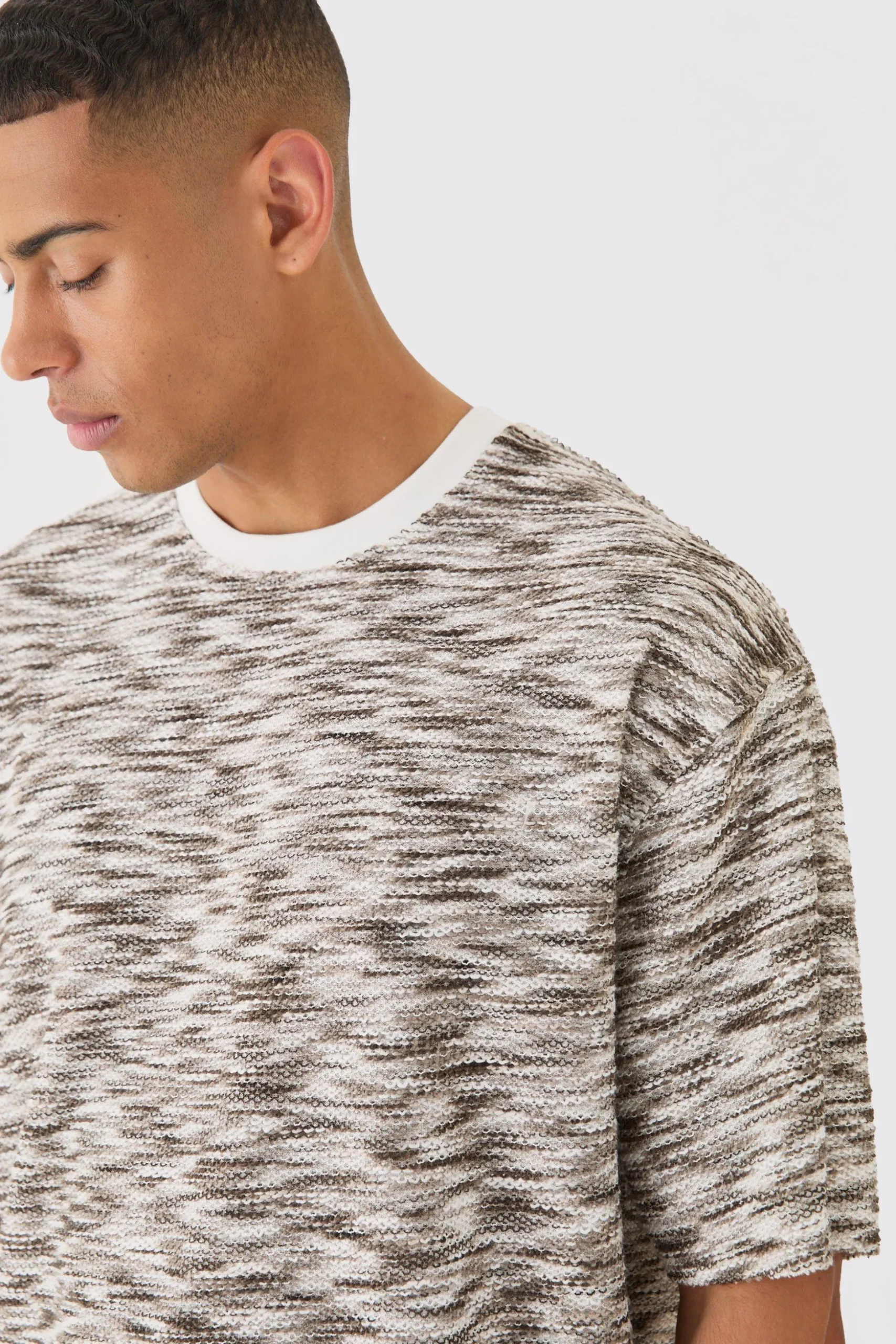 Oversized Slub Boucle Short Sleeve Sweatshirt | BoohooMAN UK