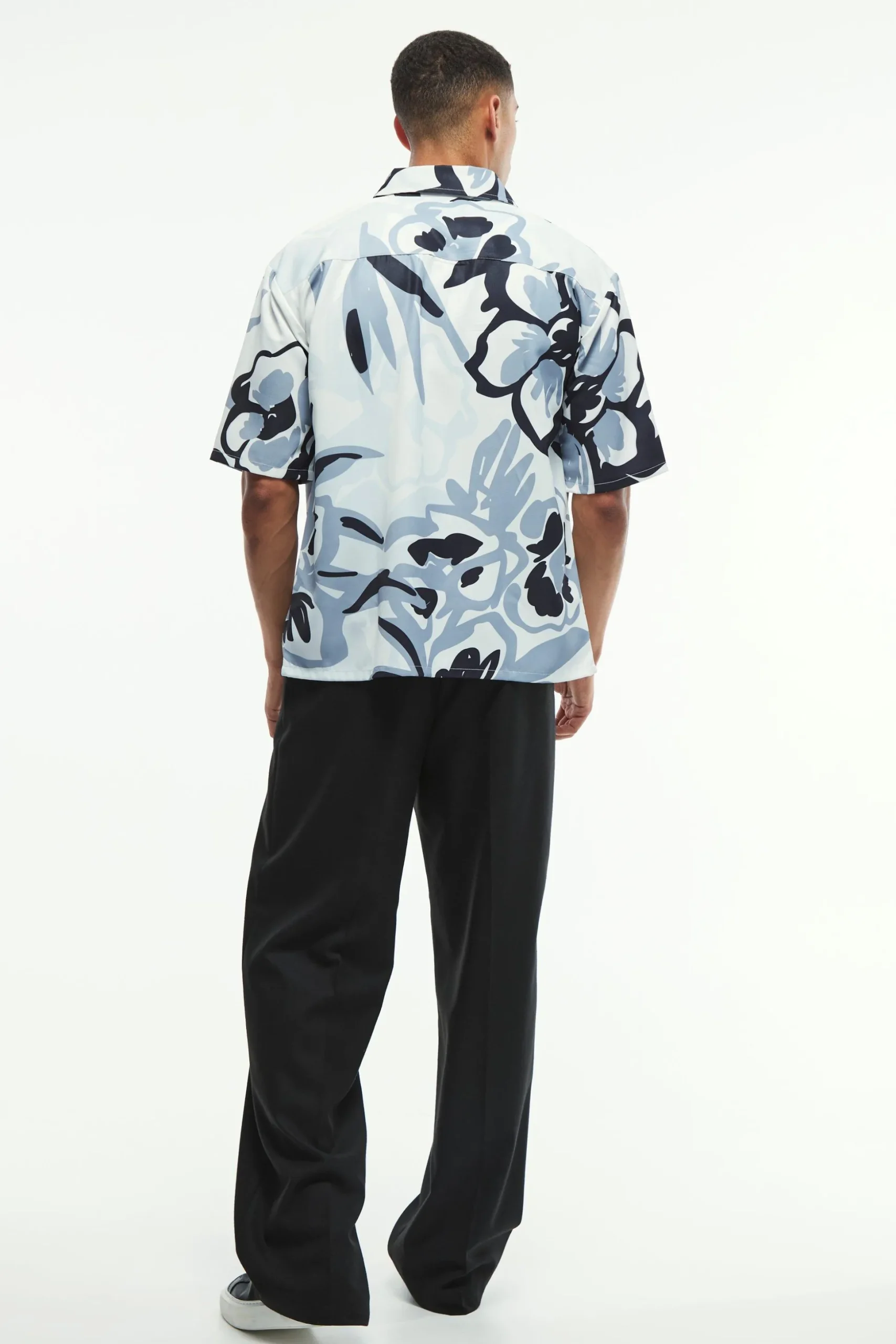Oversized Soft Twill Printed Revere Shirt | BoohooMAN UK