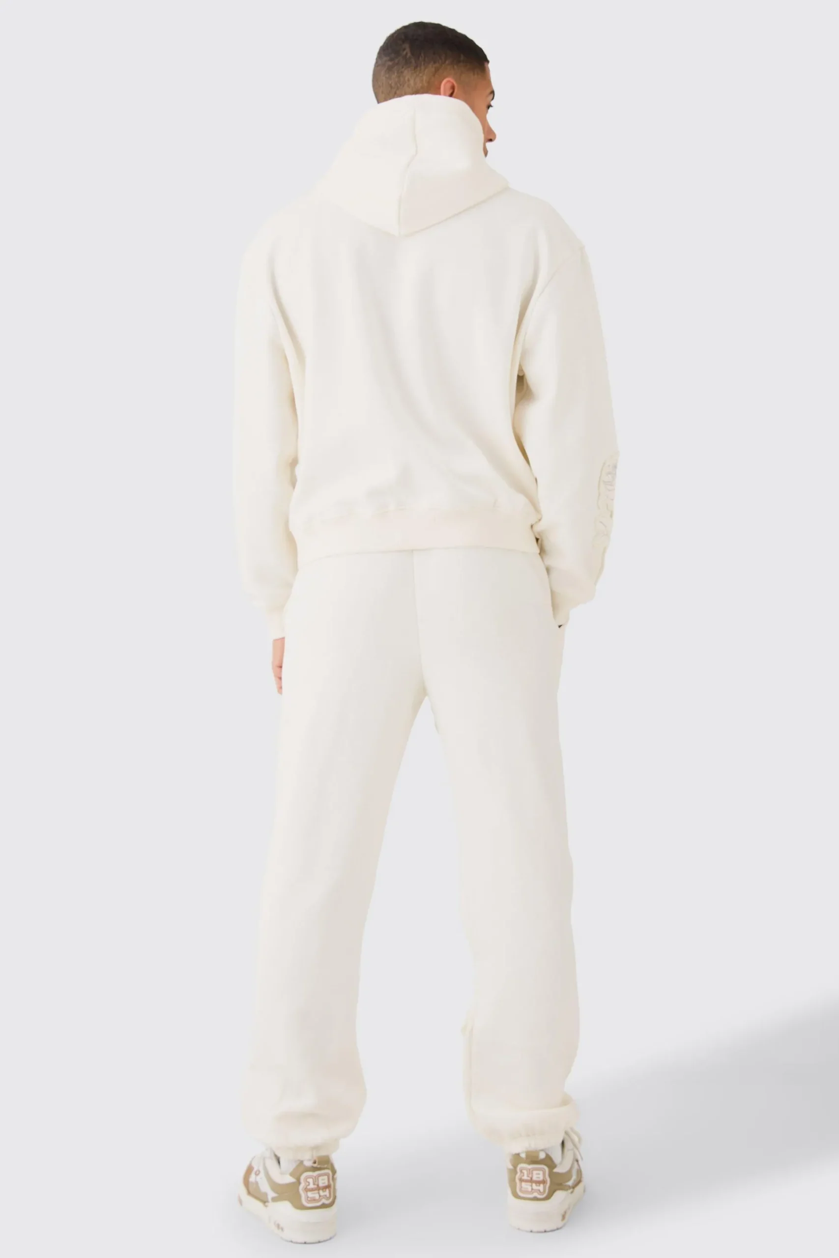 Oversized Spray Wash Rose Embroidery Tracksuit | BoohooMAN UK