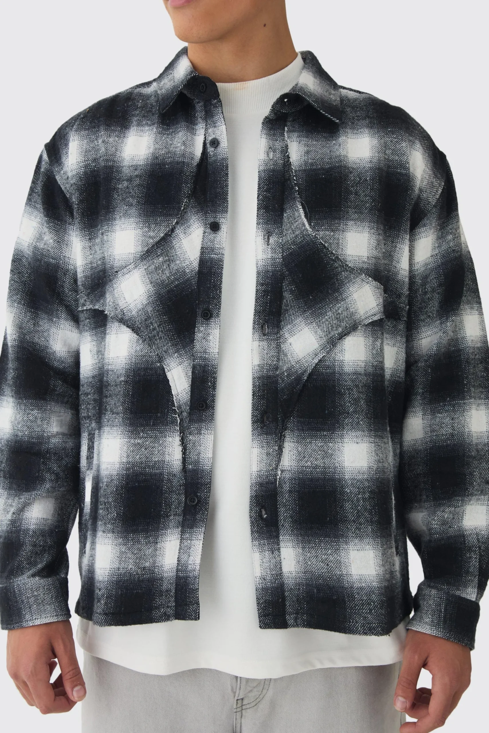 Oversized Star Applique Check Shirt | BoohooMAN UK