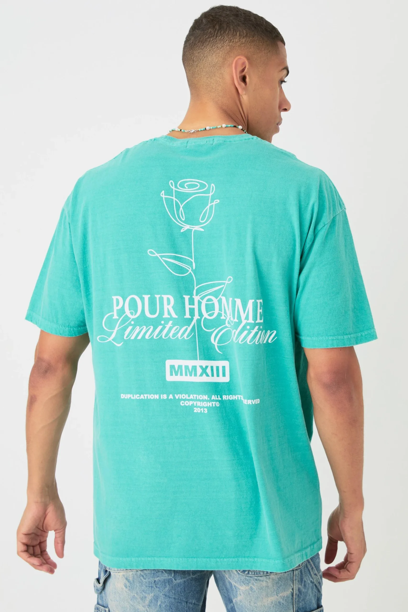 Oversized Stencil Floral Wash Back Print T-shirt | BoohooMAN UK