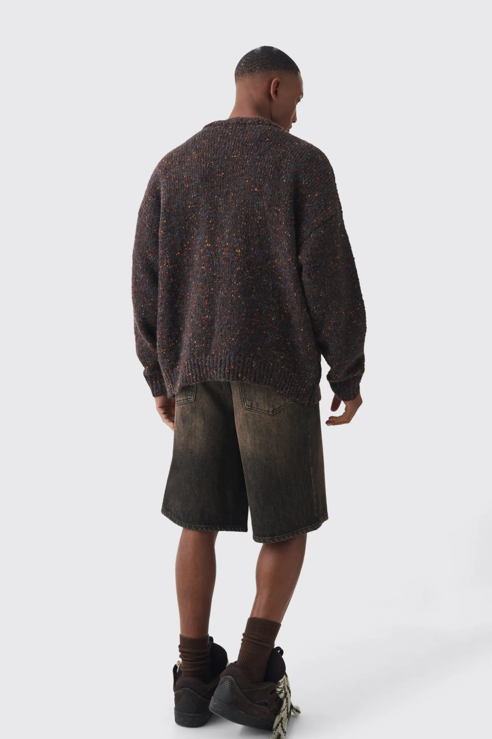 Oversized Textured Brushed Knitted Cardigan | BoohooMAN UK