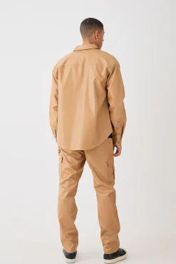 Oversized Utility Long Sleeve Pu Set | BoohooMAN UK