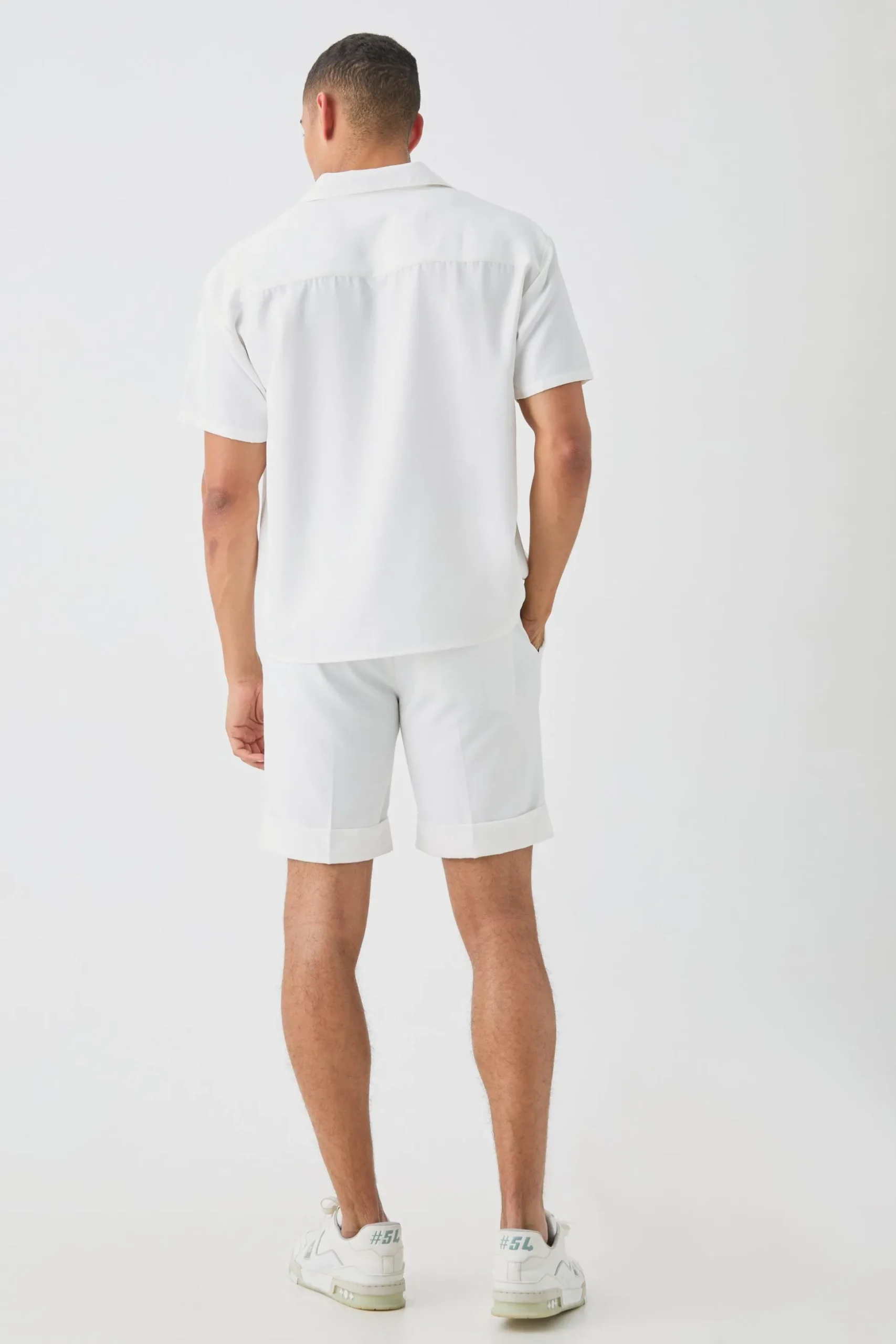 Oversized V Neck Dropped Shoulder Shirt In White | BoohooMAN UK