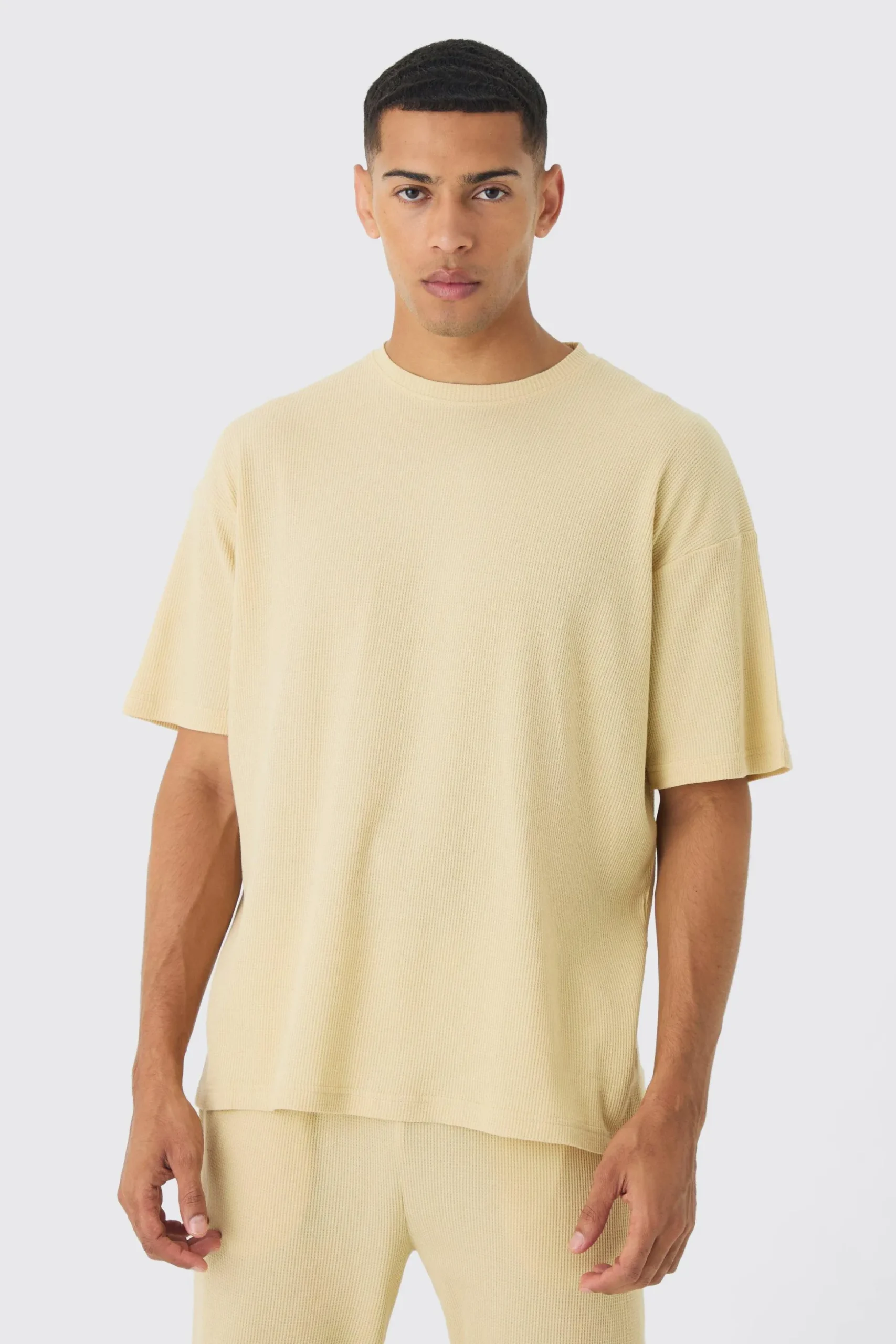 Oversized Waffle T-shirt | BoohooMAN UK
