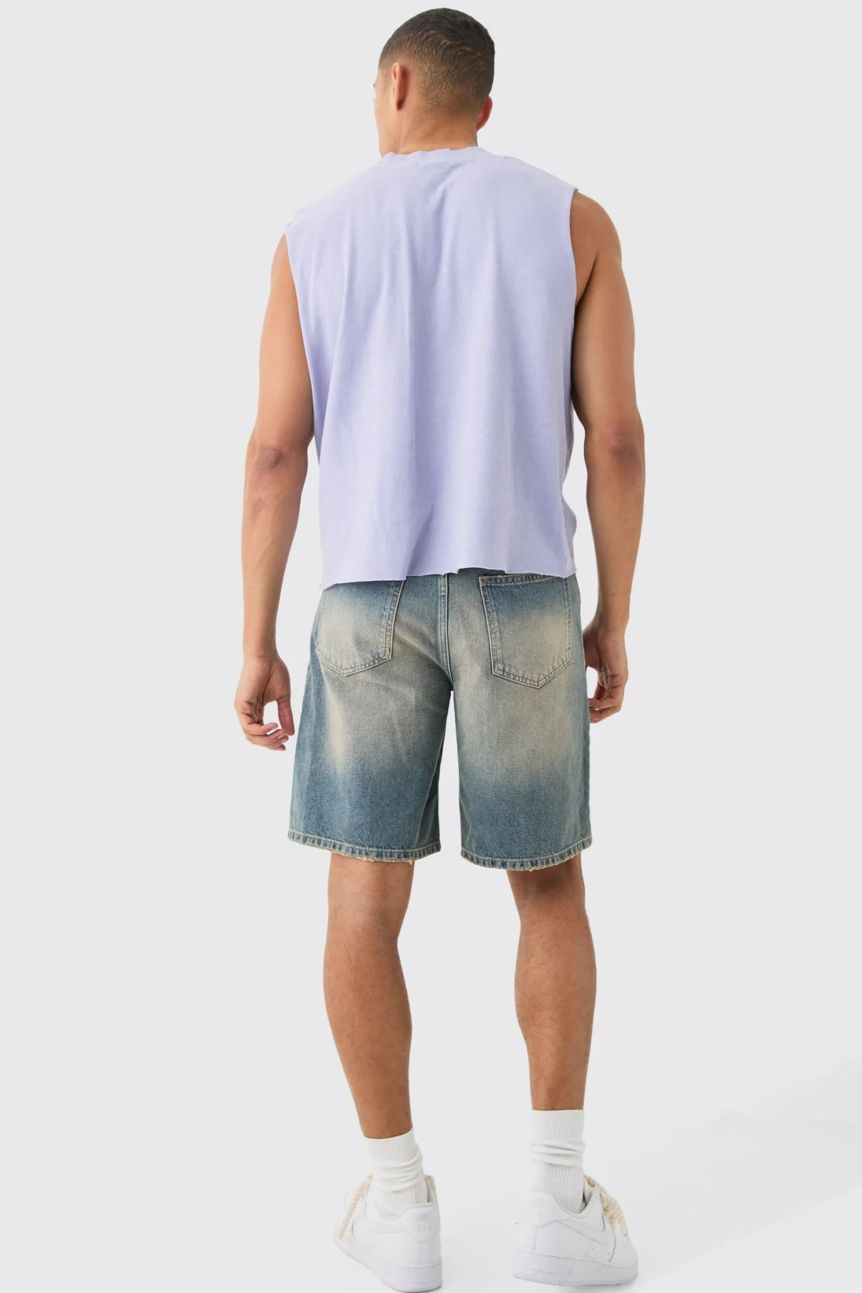 Oversized Wash Boxy Gothic Graffiti Distressed Tank | BoohooMAN UK