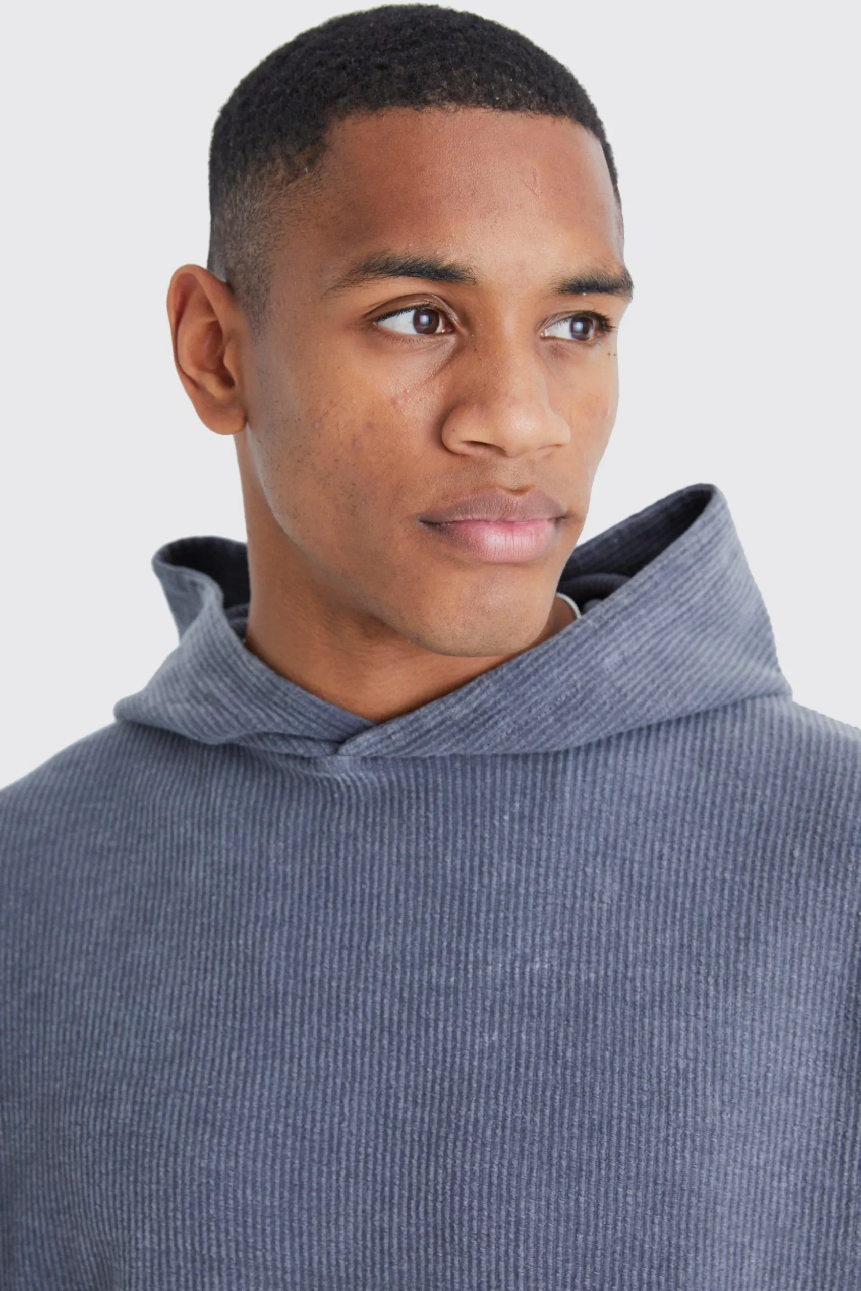 Oversized Washed Cord Hoodie | BoohooMAN UK
