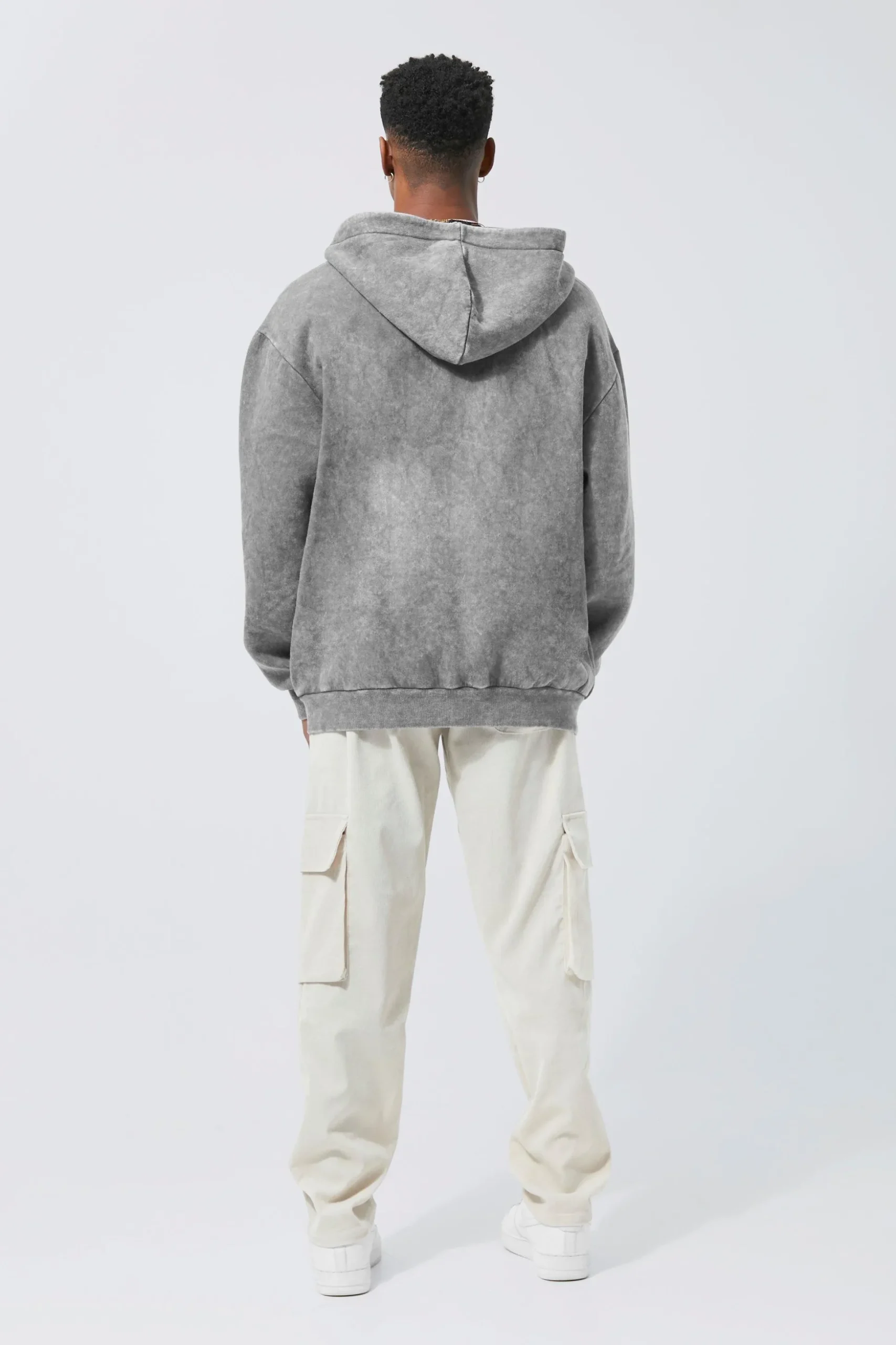 Oversized Washed Graphic Zip Through Hoodie | BoohooMAN UK