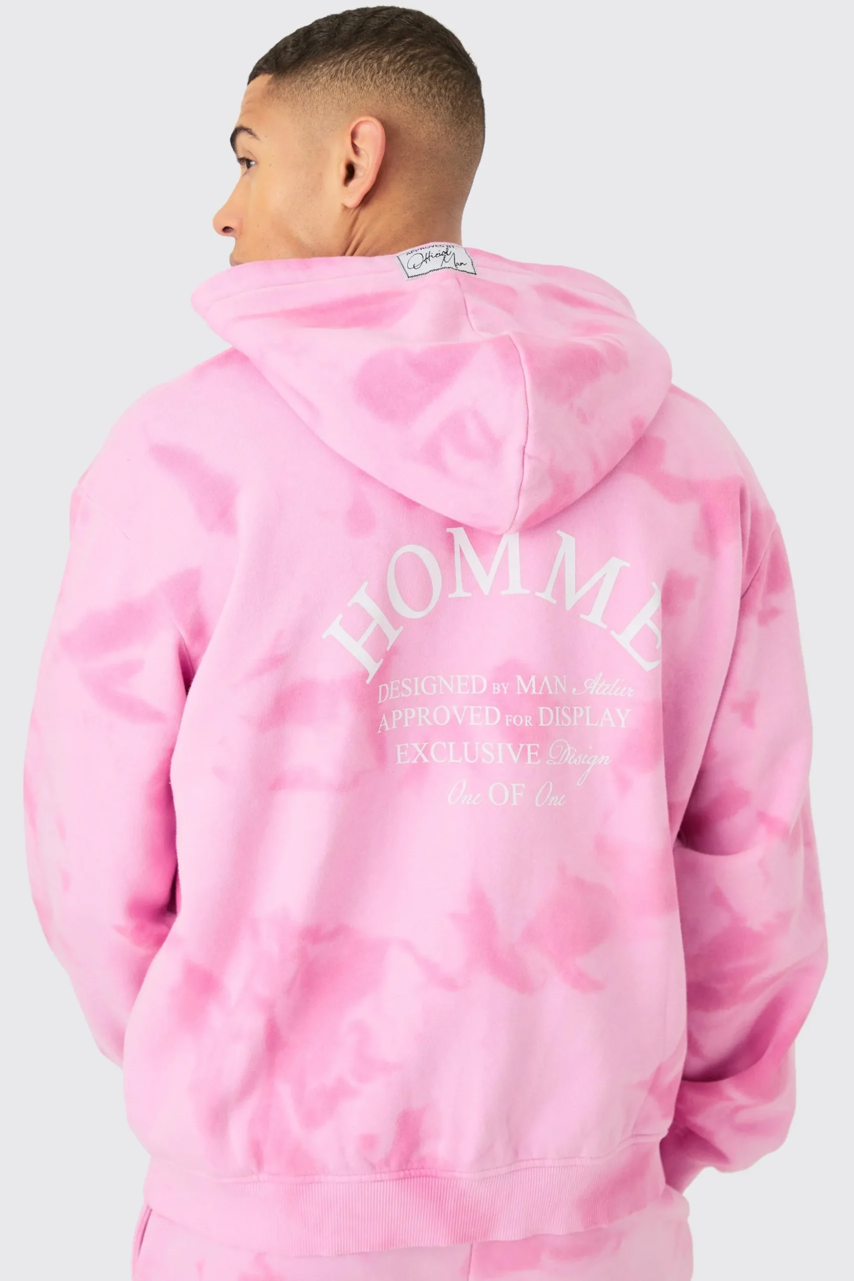 Oversized Washed Homme Paint Splatter Zip Through Tracksuit | BoohooMAN UK