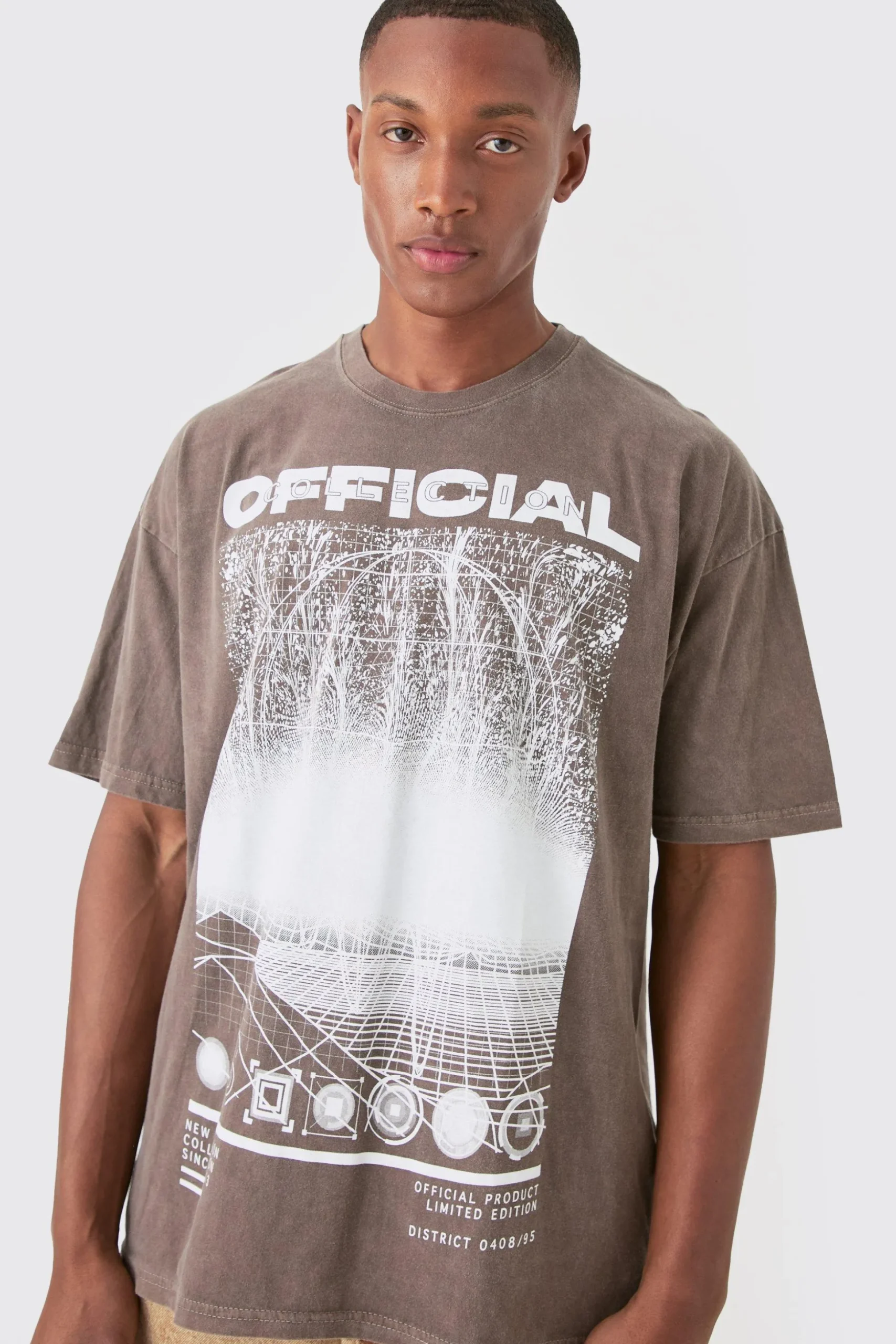 Oversized Washed Official Print T-shirt | BoohooMAN UK