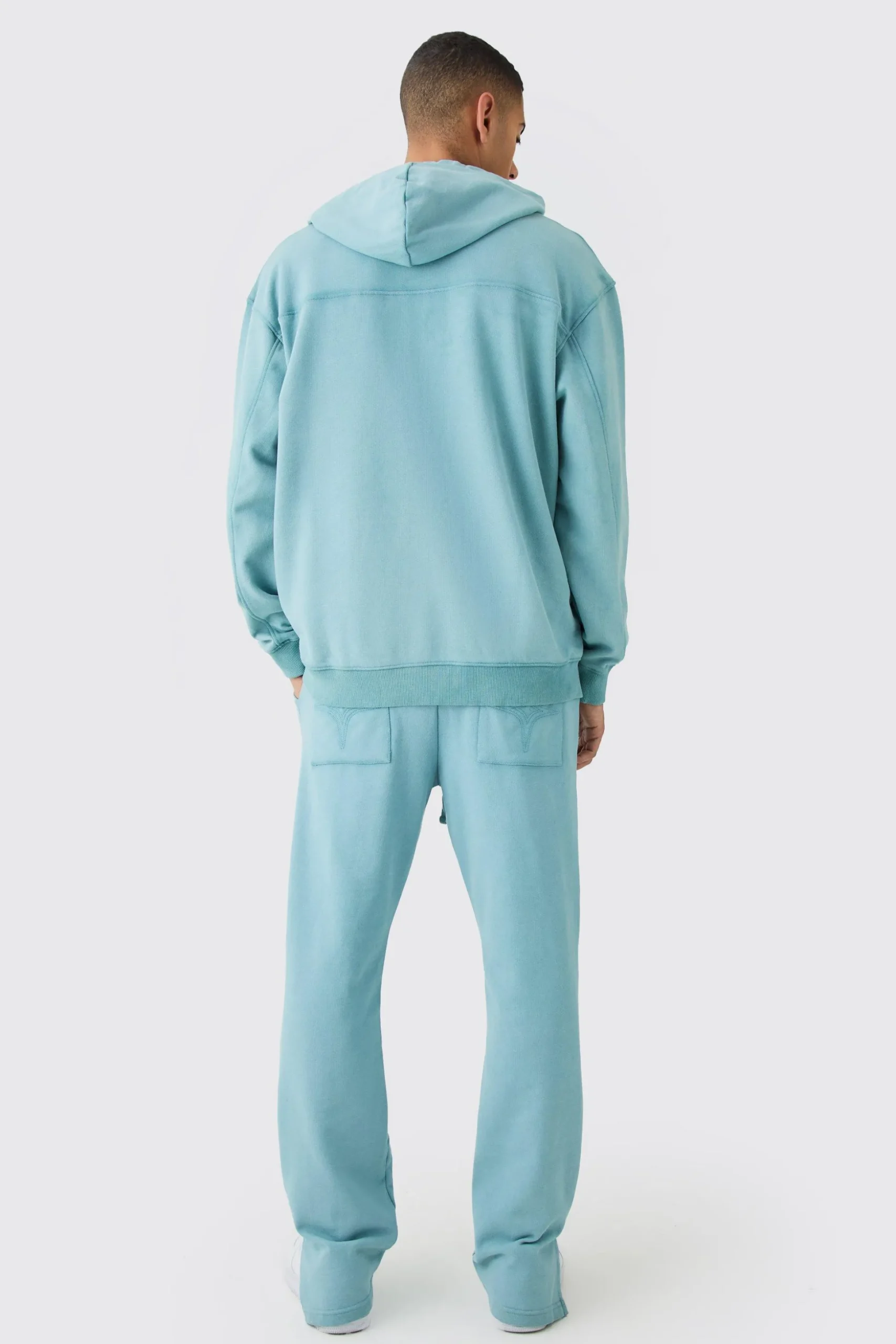 Oversized Washed Quilted Hoodie | BoohooMAN UK
