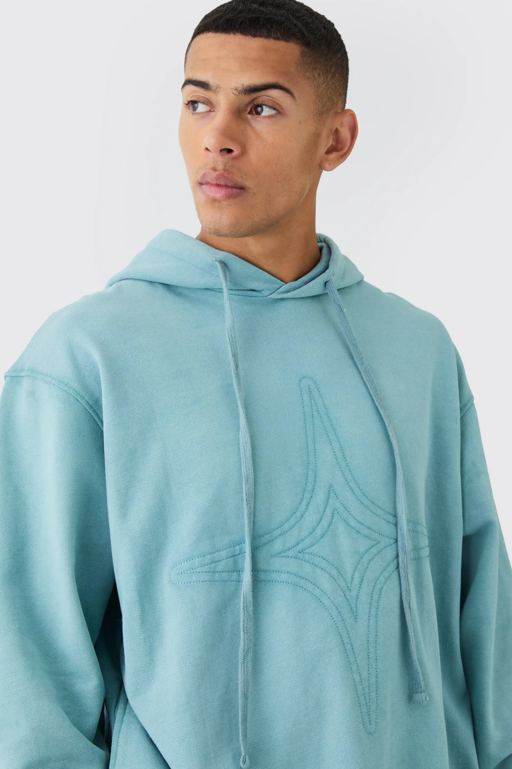 Oversized Washed Quilted Hoodie | BoohooMAN UK