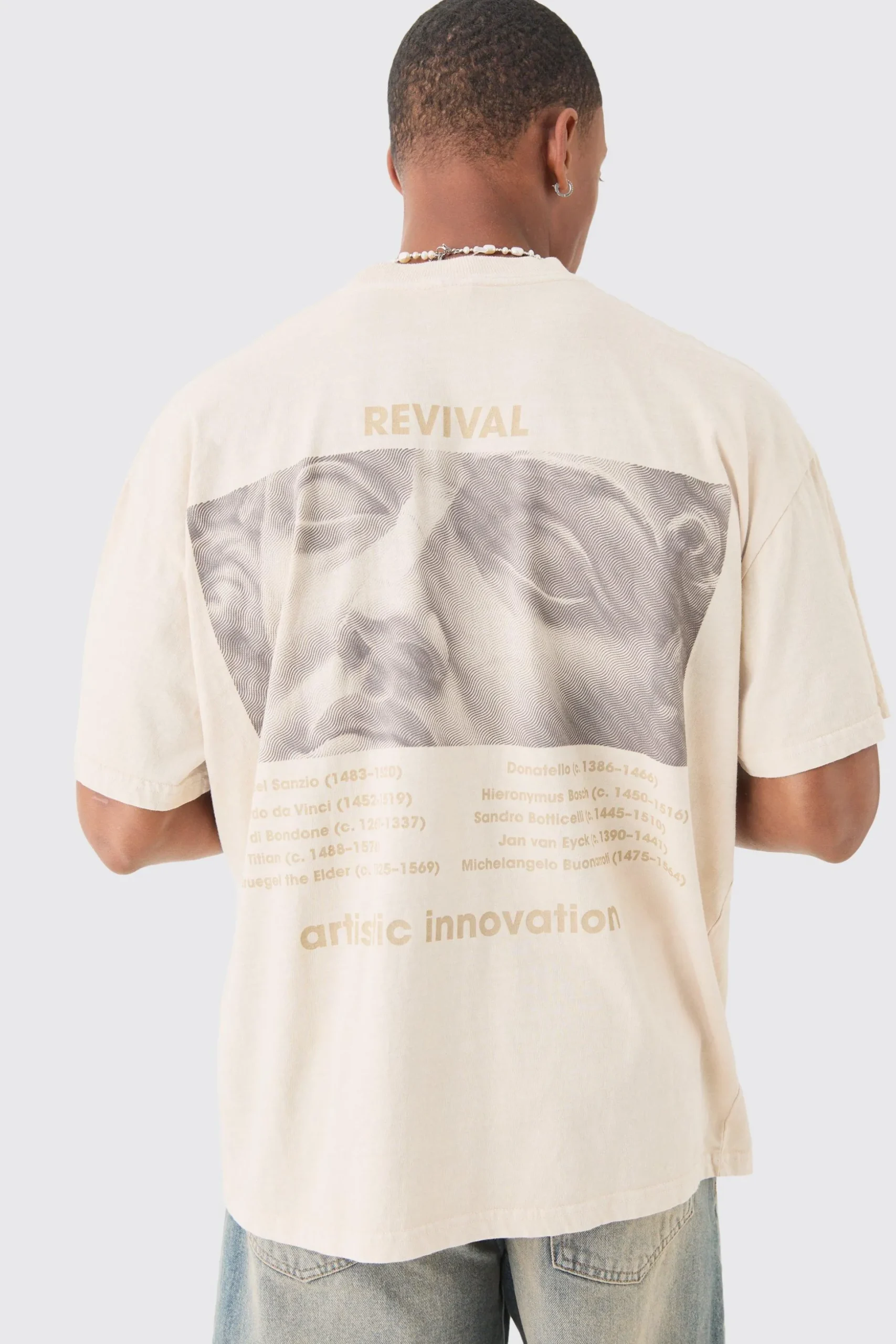 Oversized Washed Statue Print T-shirt | BoohooMAN UK