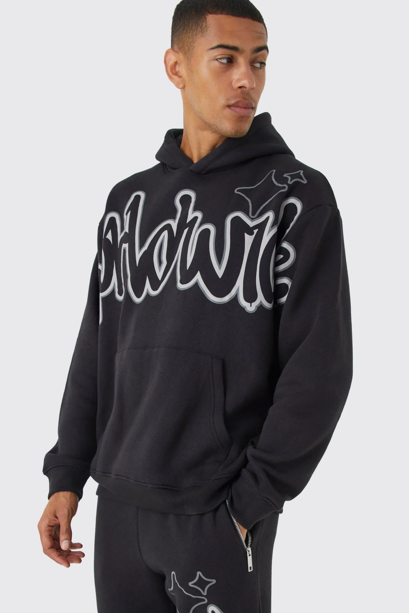 Oversized Worldwide Graffiti Print Tracksuit | BoohooMAN UK