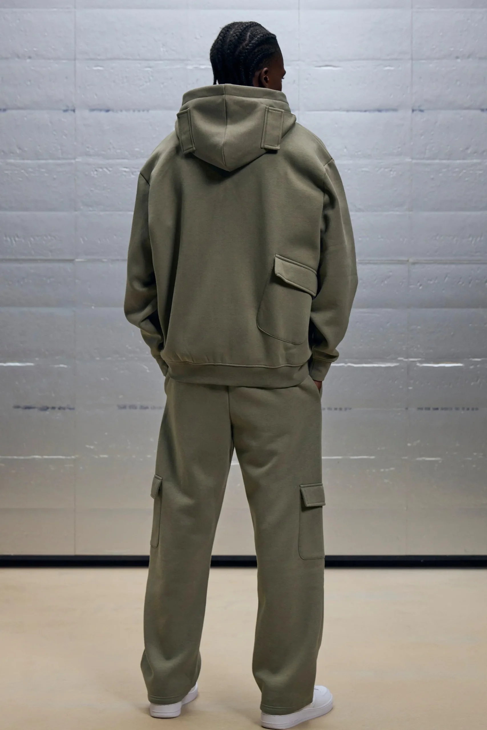 Oversized Zip Through Cargo Pocket Detail Hooded Tracksuit | BoohooMAN UK