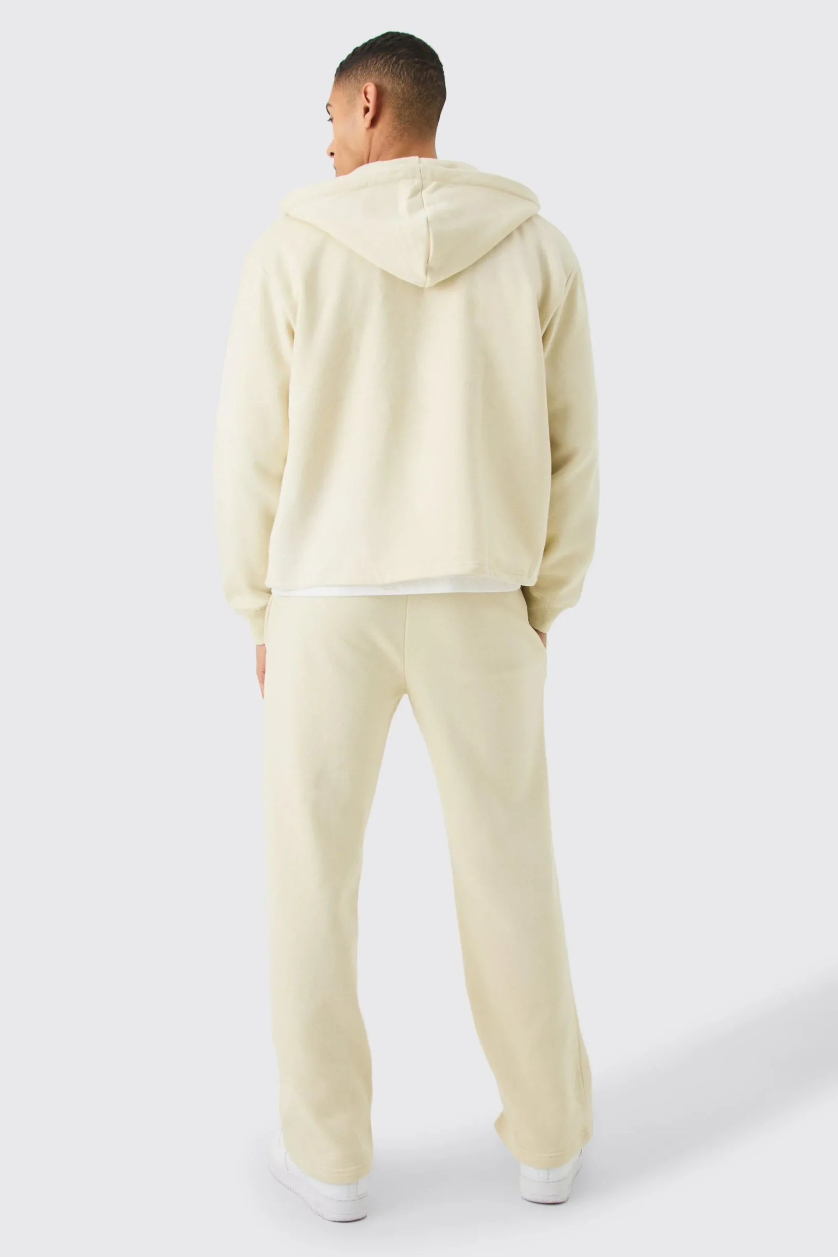 Oversized Zip Through Washed Puff Print Tracksuit | BoohooMAN UK