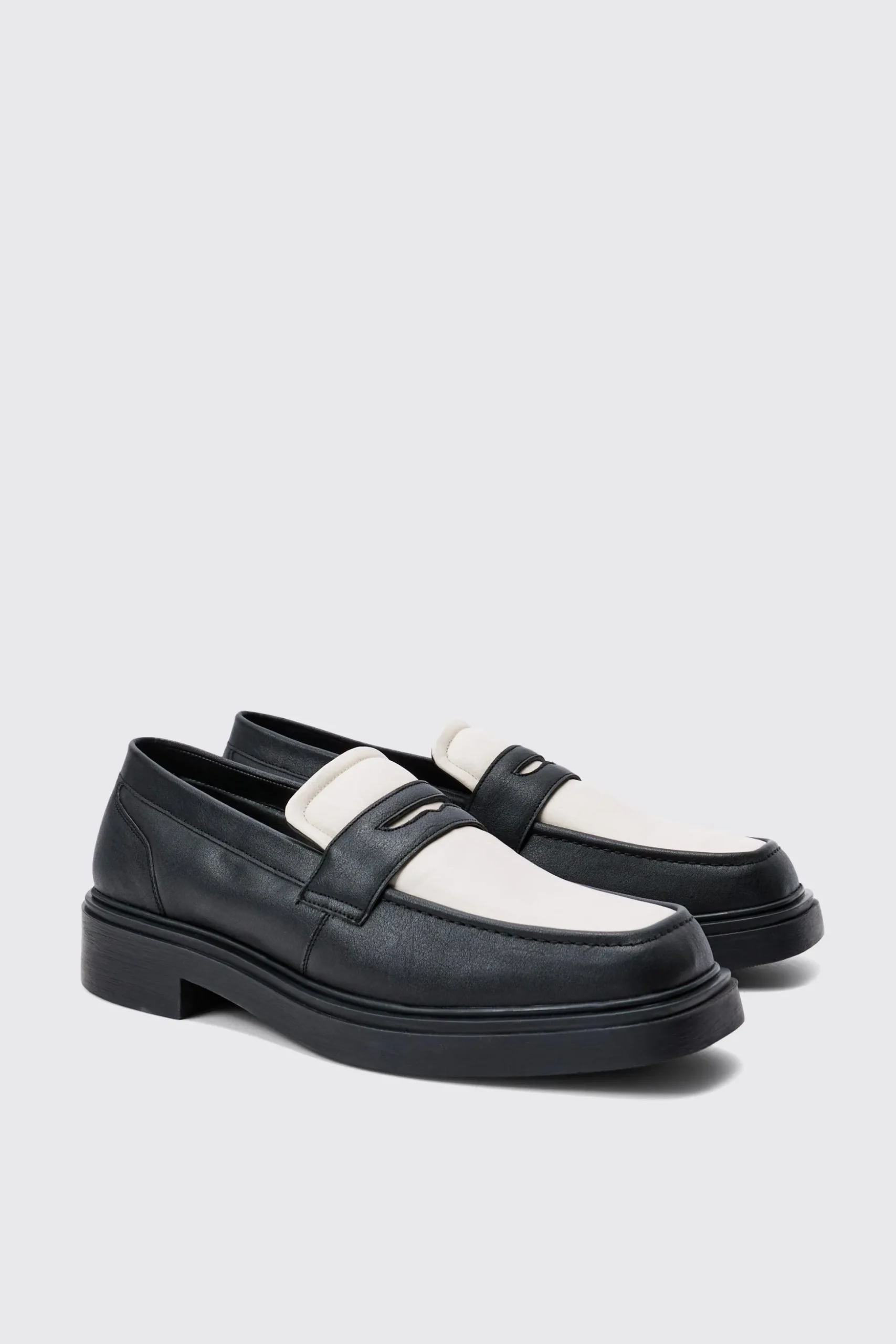 Padded Pu Loafer In Black | BoohooMAN UK