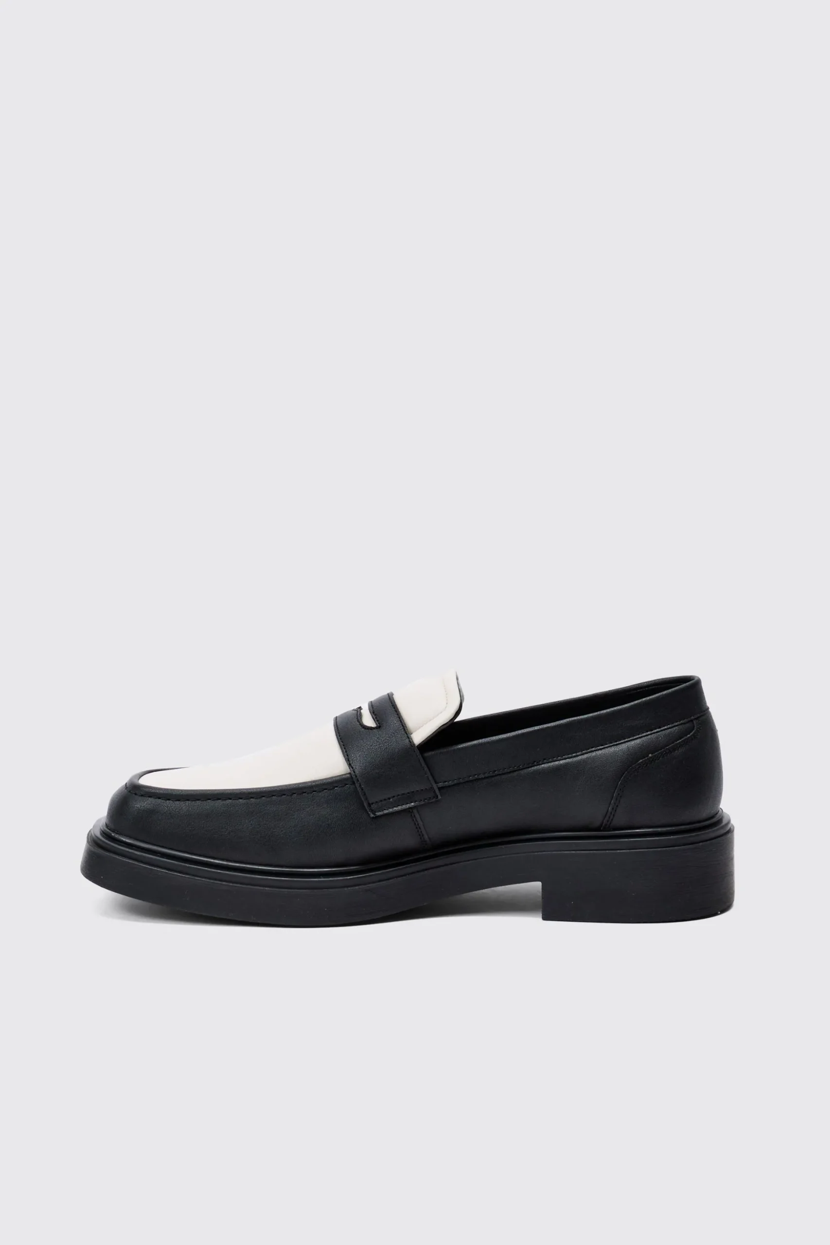 Padded Pu Loafer In Black | BoohooMAN UK