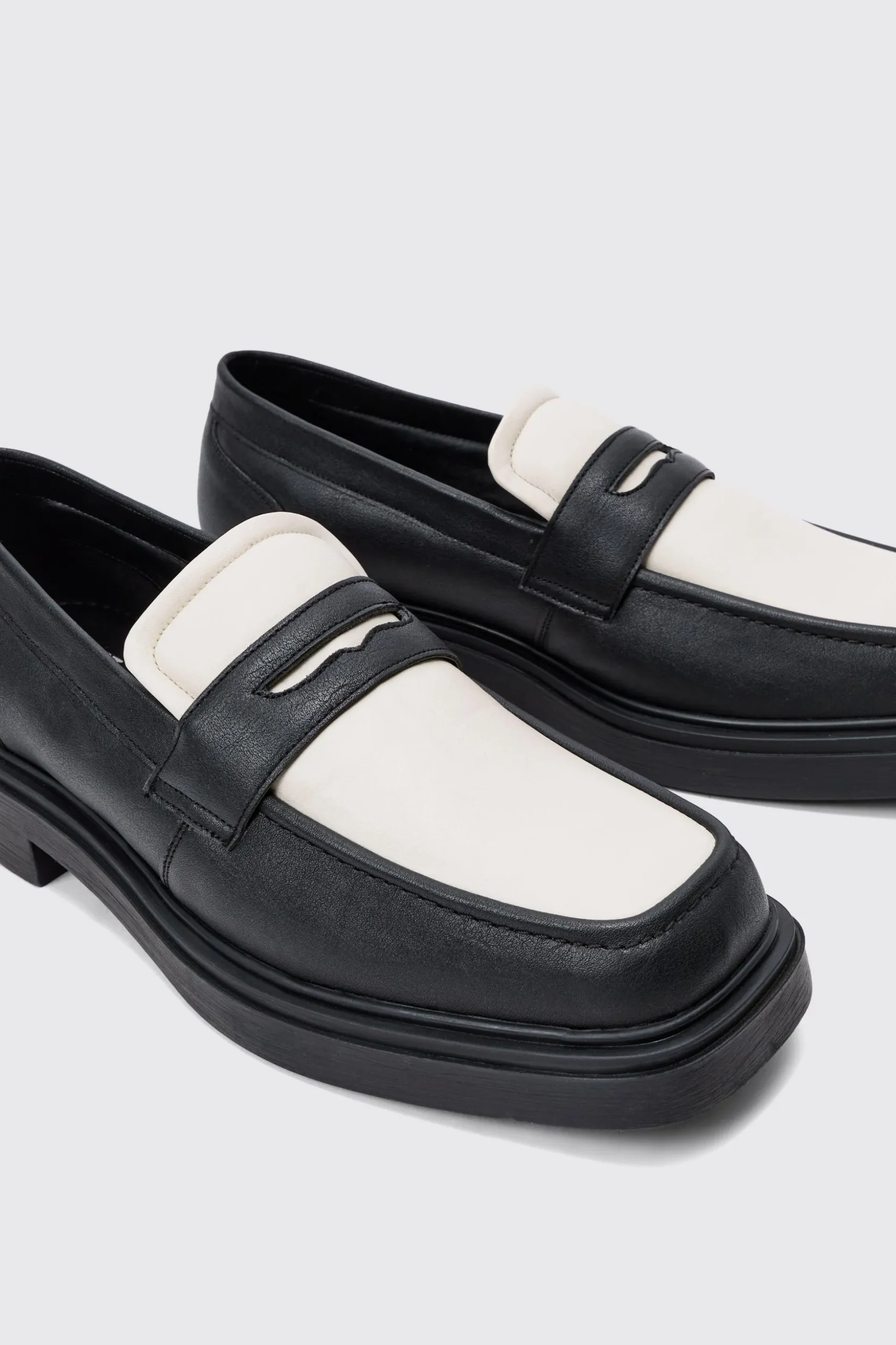 Padded Pu Loafer In Black | BoohooMAN UK