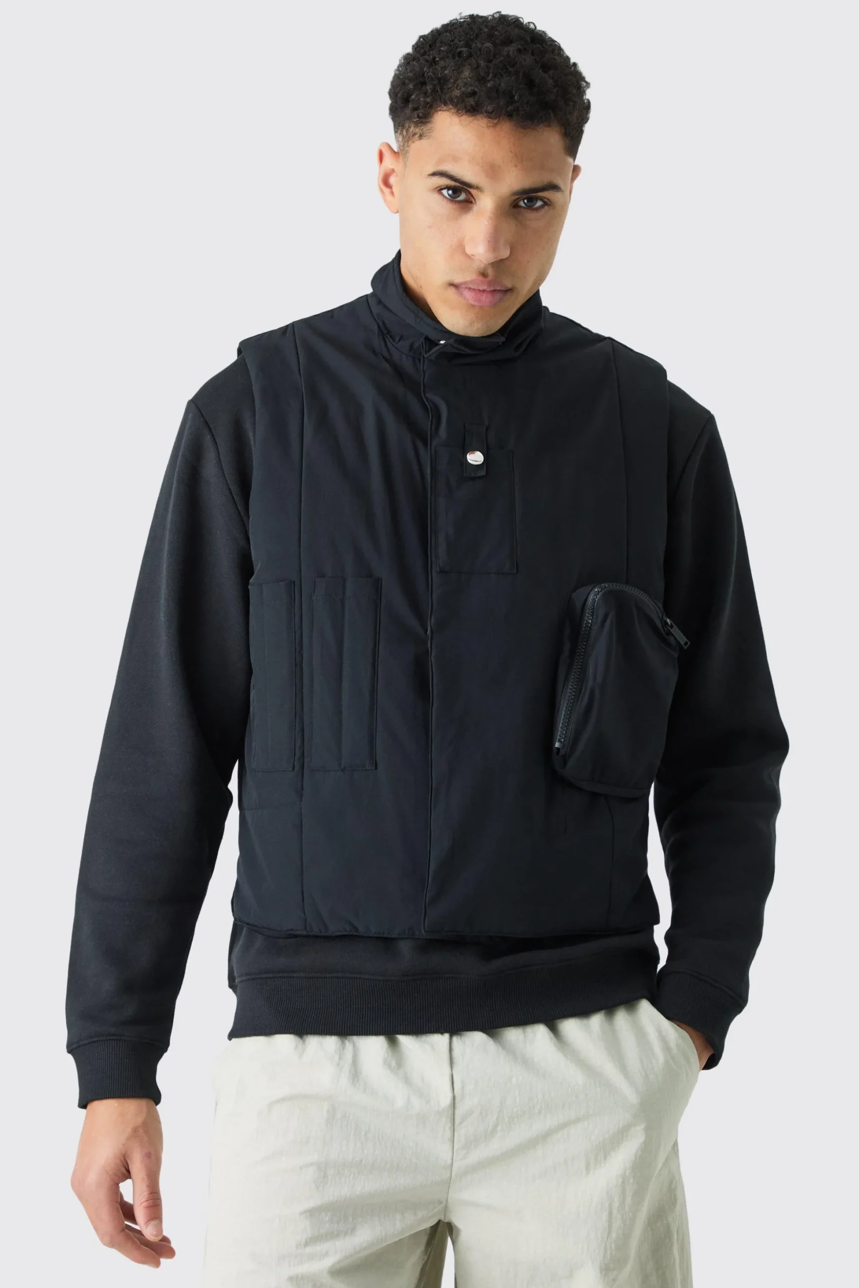 Padded Utility Pocket Gilet | BoohooMAN UK