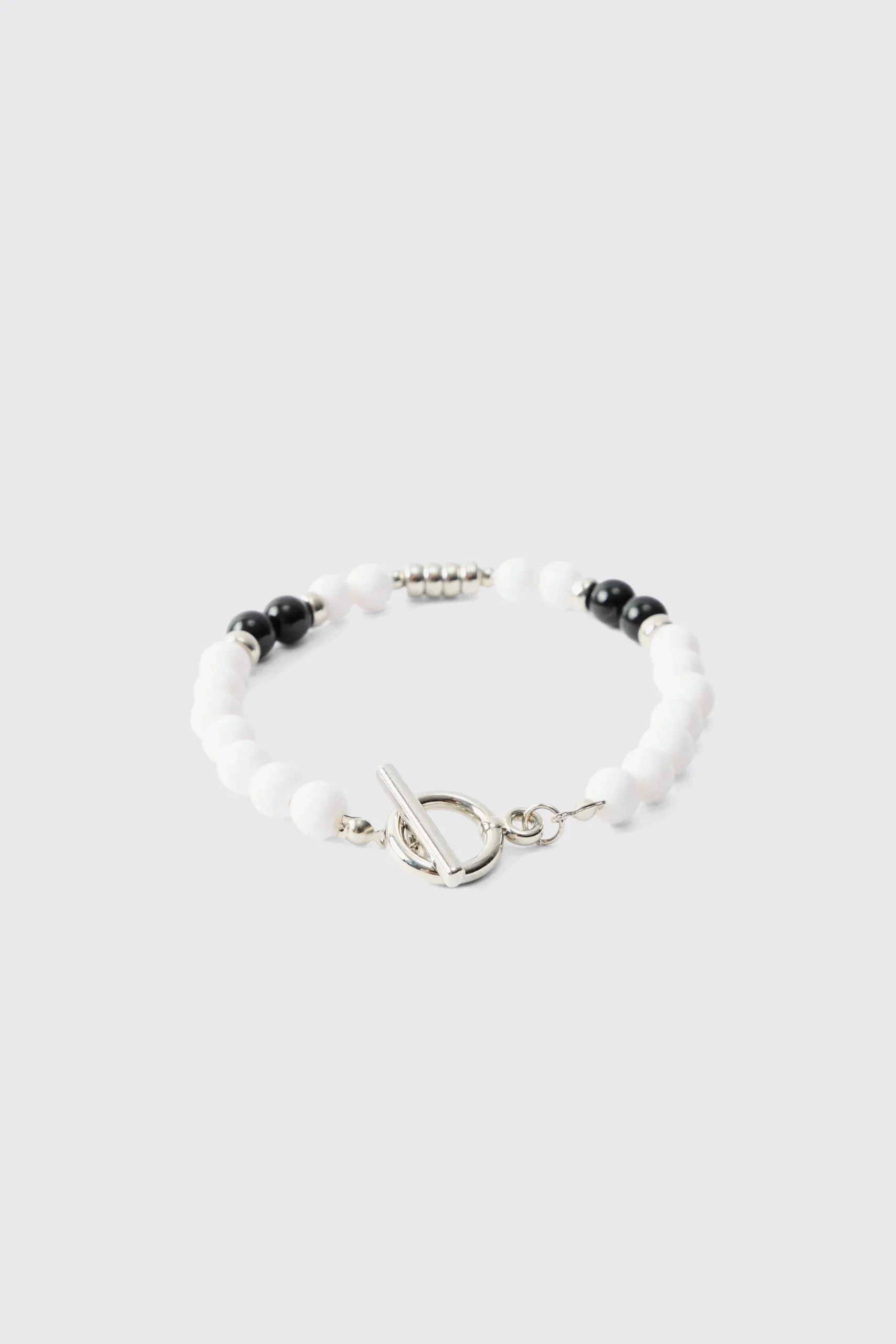 Pearl Bead Bracelet In White | BoohooMAN UK
