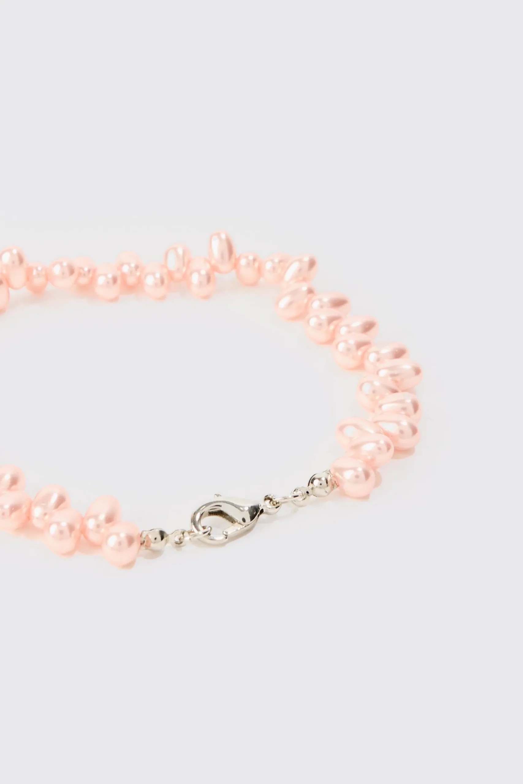 Pearl Bead Necklace & Bracelet Set In Pink | BoohooMAN UK