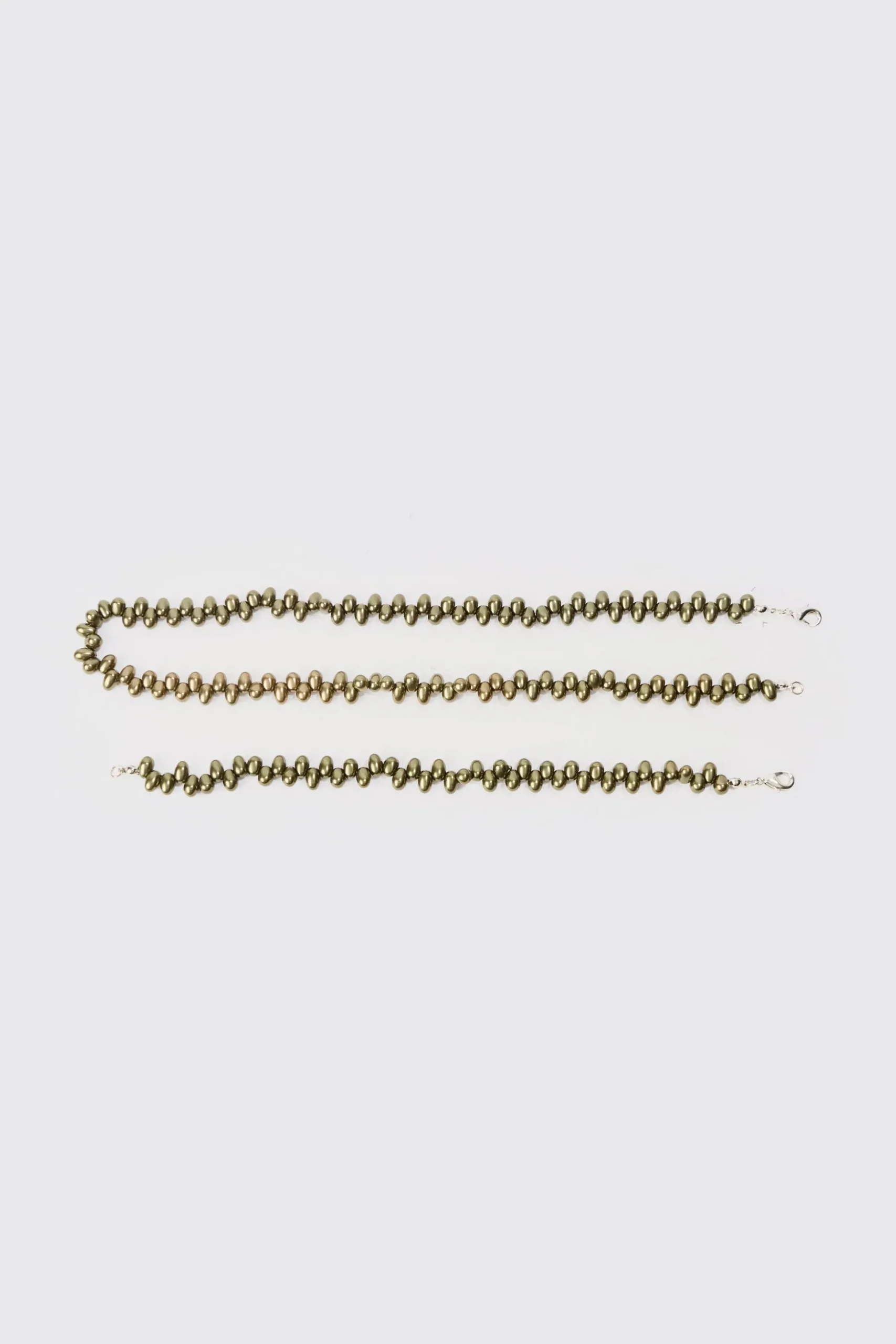 Pearl Bead Necklace & Bracelet Set In Green | BoohooMAN UK