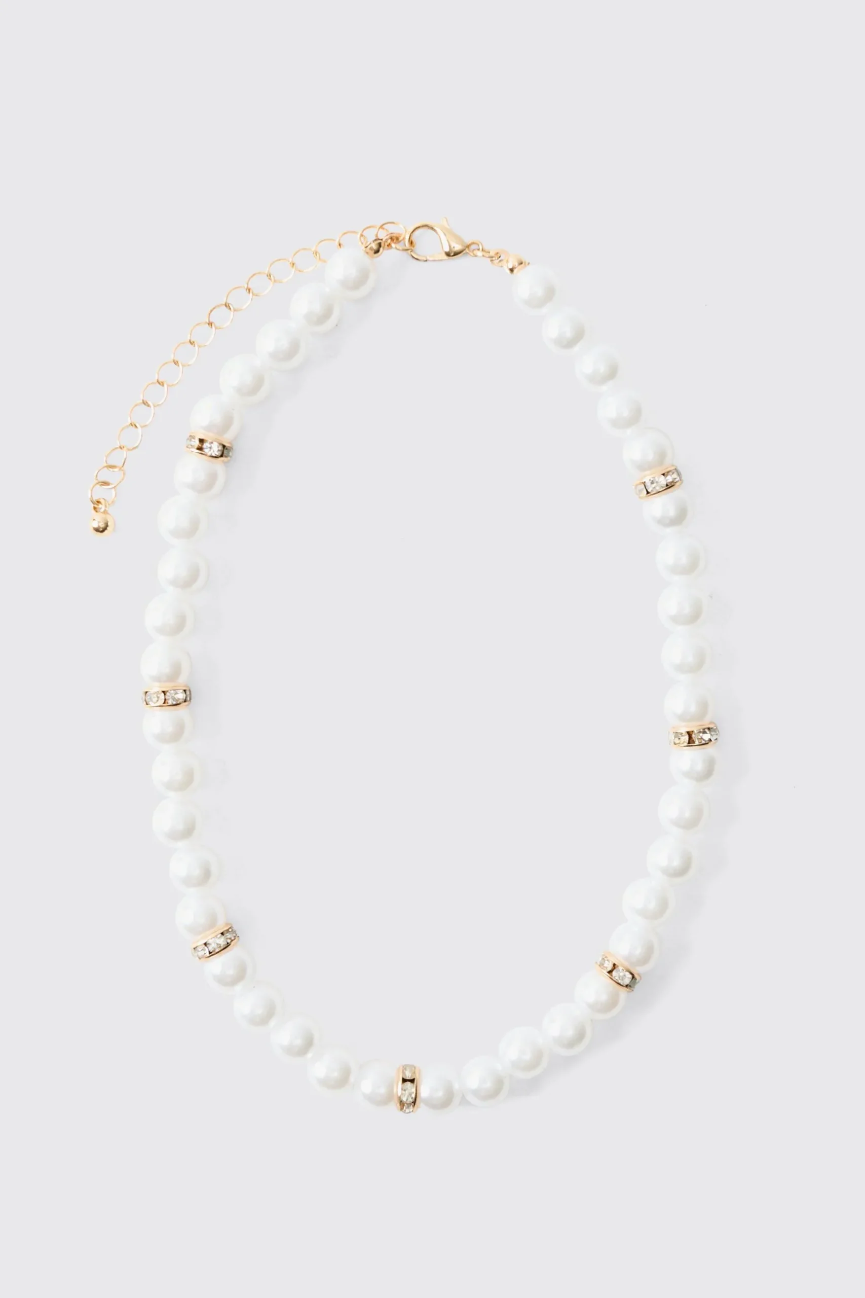 Pearl Bead Necklace In Gold | BoohooMAN UK