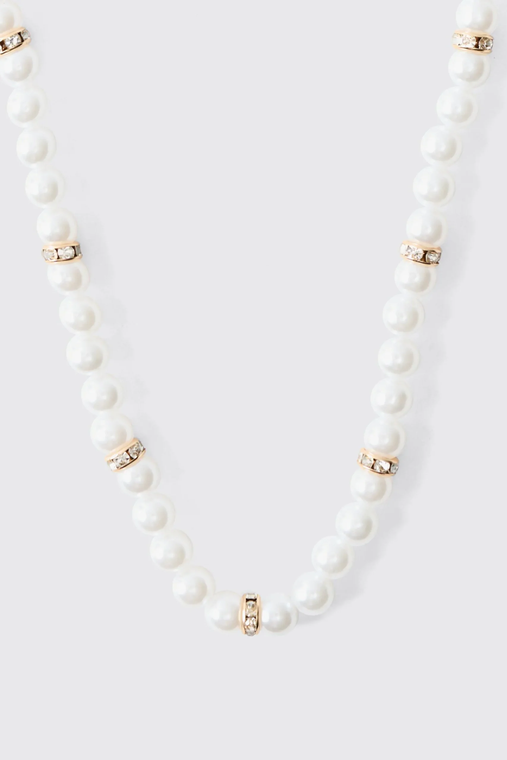 Pearl Bead Necklace In Gold | BoohooMAN UK