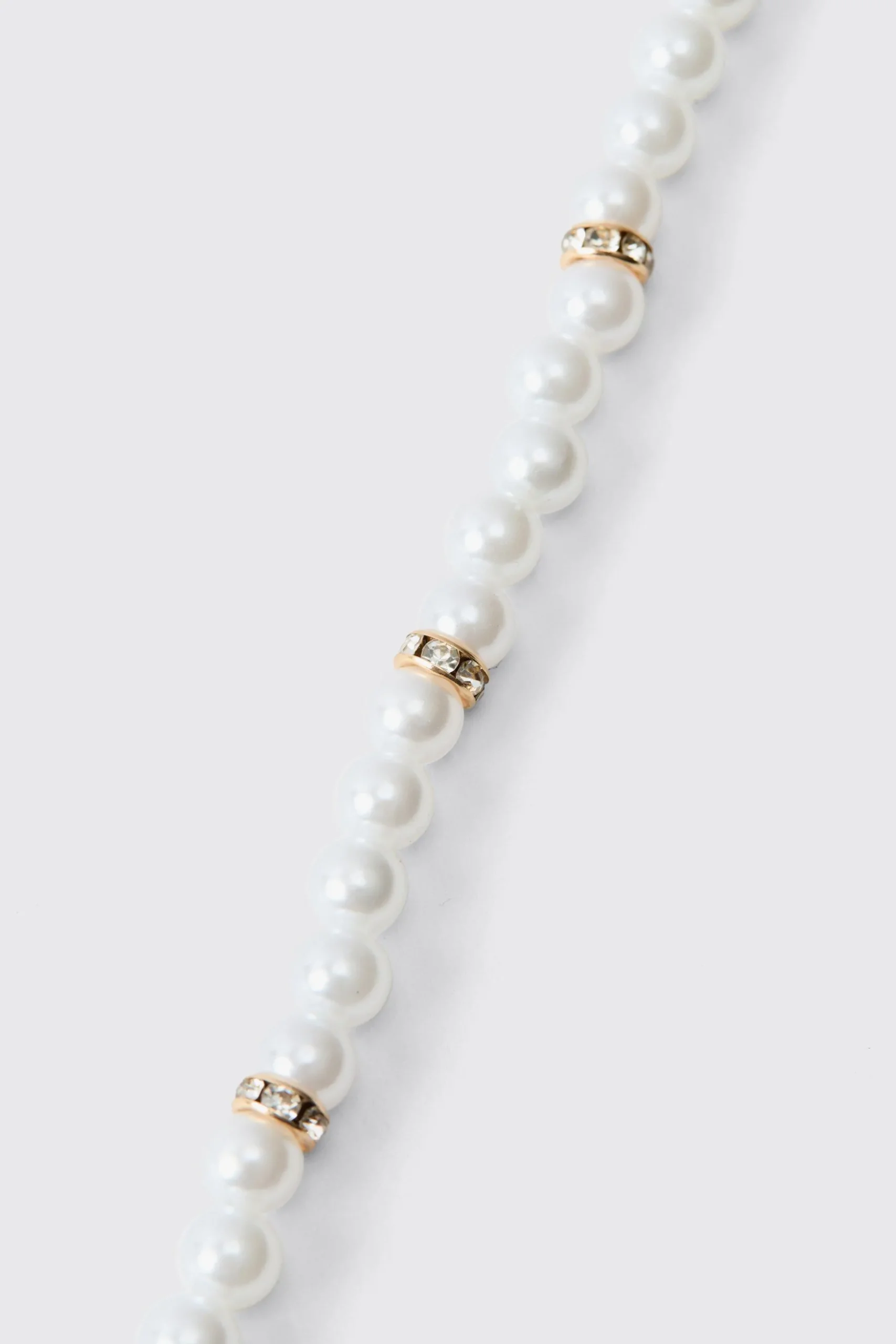 Pearl Bead Necklace In Gold | BoohooMAN UK