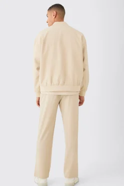 Pinstripe Oversized Smart Bomber Suit | BoohooMAN UK