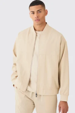 Pinstripe Oversized Smart Bomber Suit | BoohooMAN UK