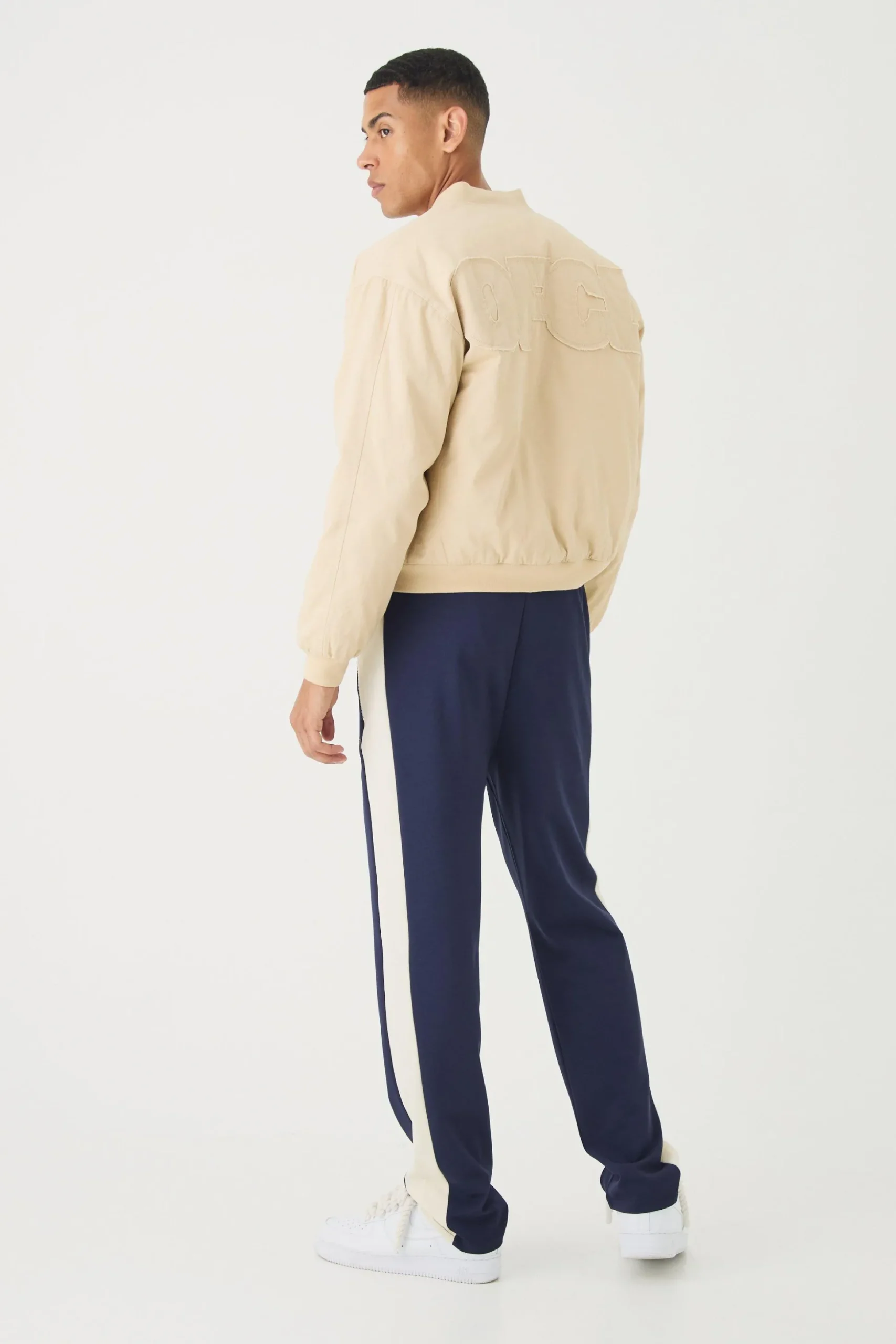 Pique Panel B Embroidered Jogger | BoohooMAN UK