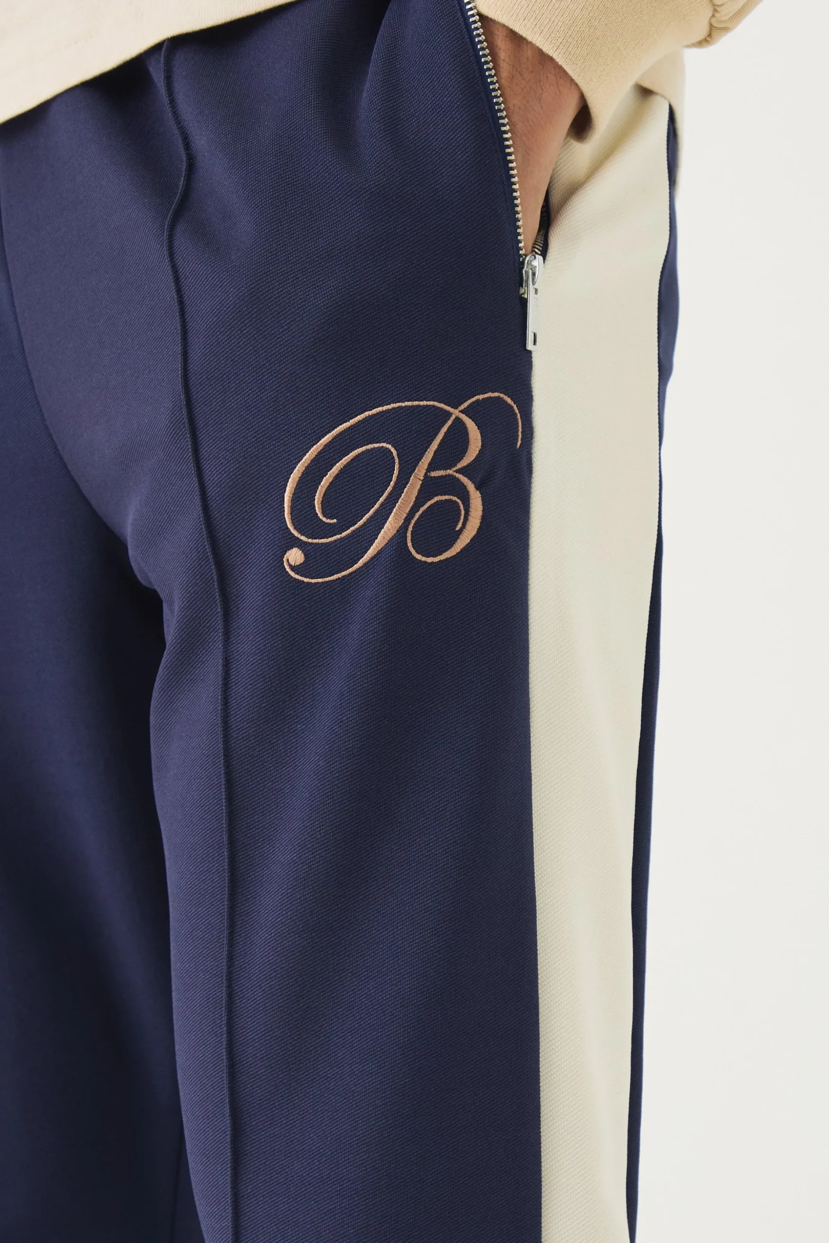 Pique Panel B Embroidered Jogger | BoohooMAN UK